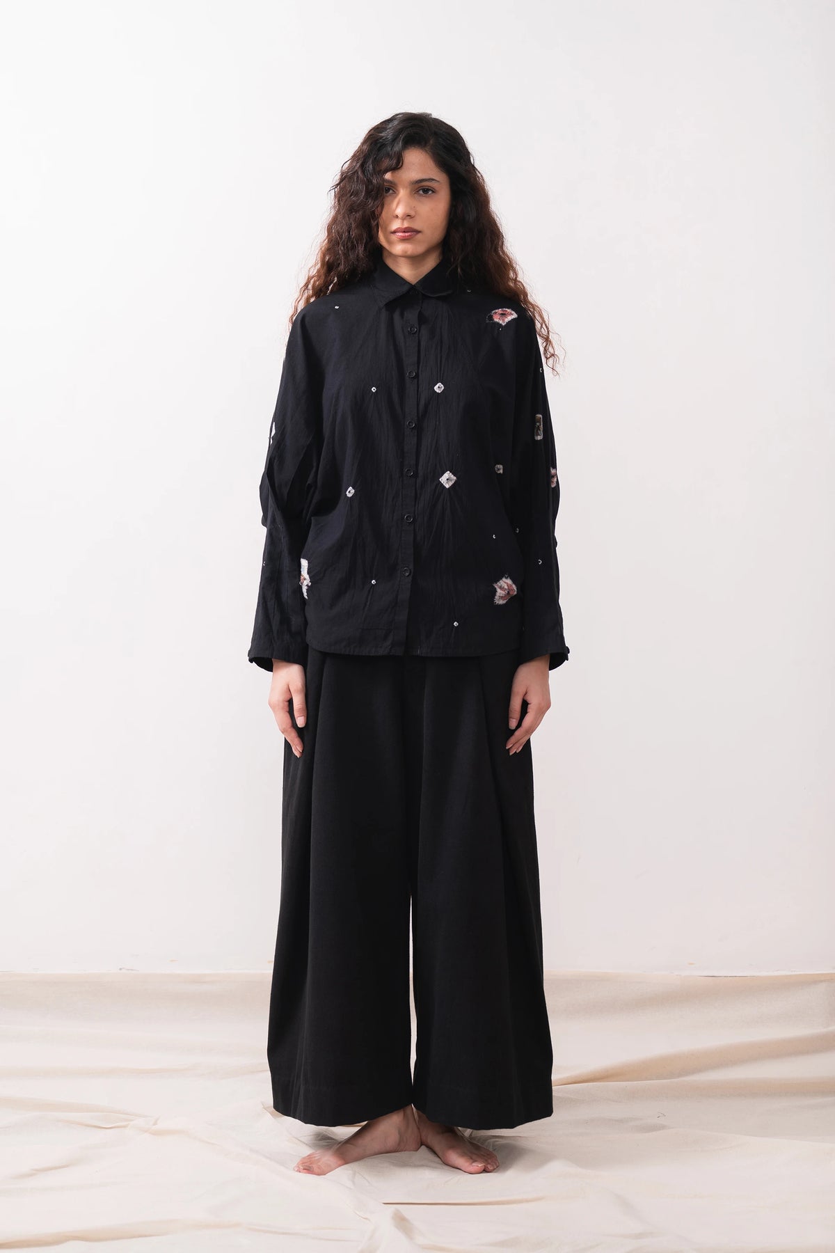 Black Elton Shirt with Shibori