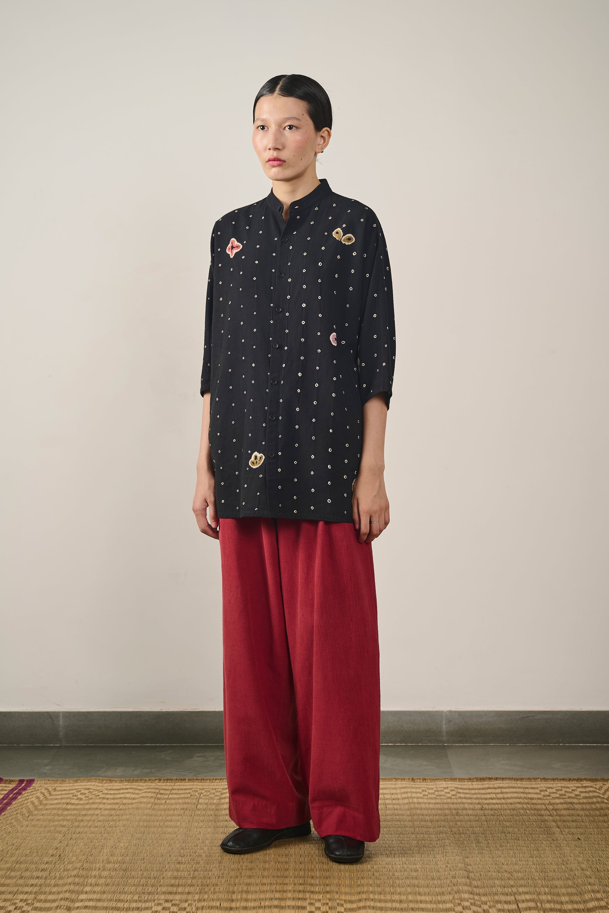 ALL-OVER BANDHANI KIMONO HALF SLEEVE SHIRT