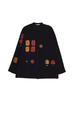 BLACK SOFT COTTON MULTICOLOUR SHIBORI SHIRT
