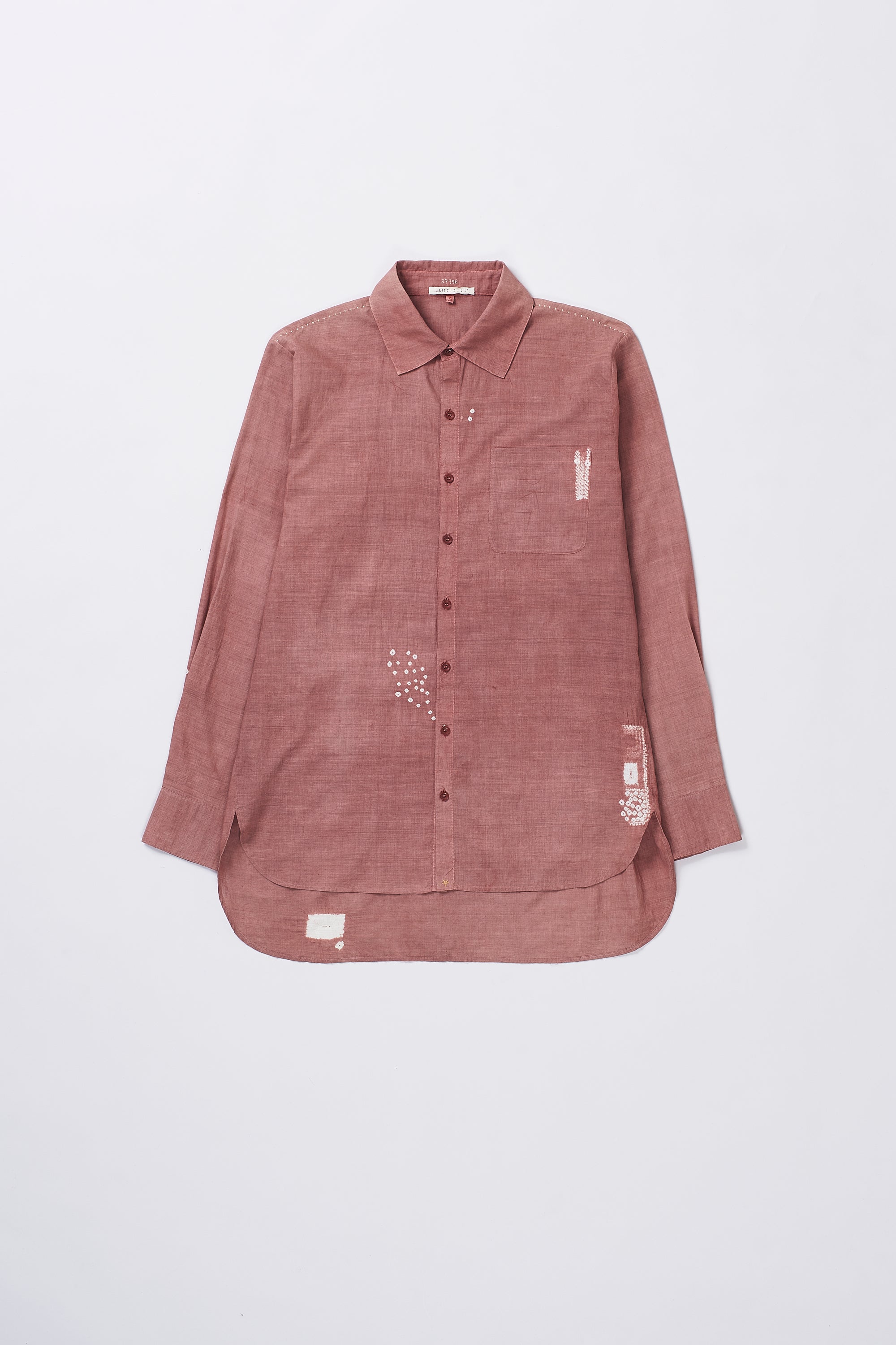 ROGUE PINK RELAXED FIT FINE COTTON SHIRT CRAFTED WITH SHIBORI MOTIFS