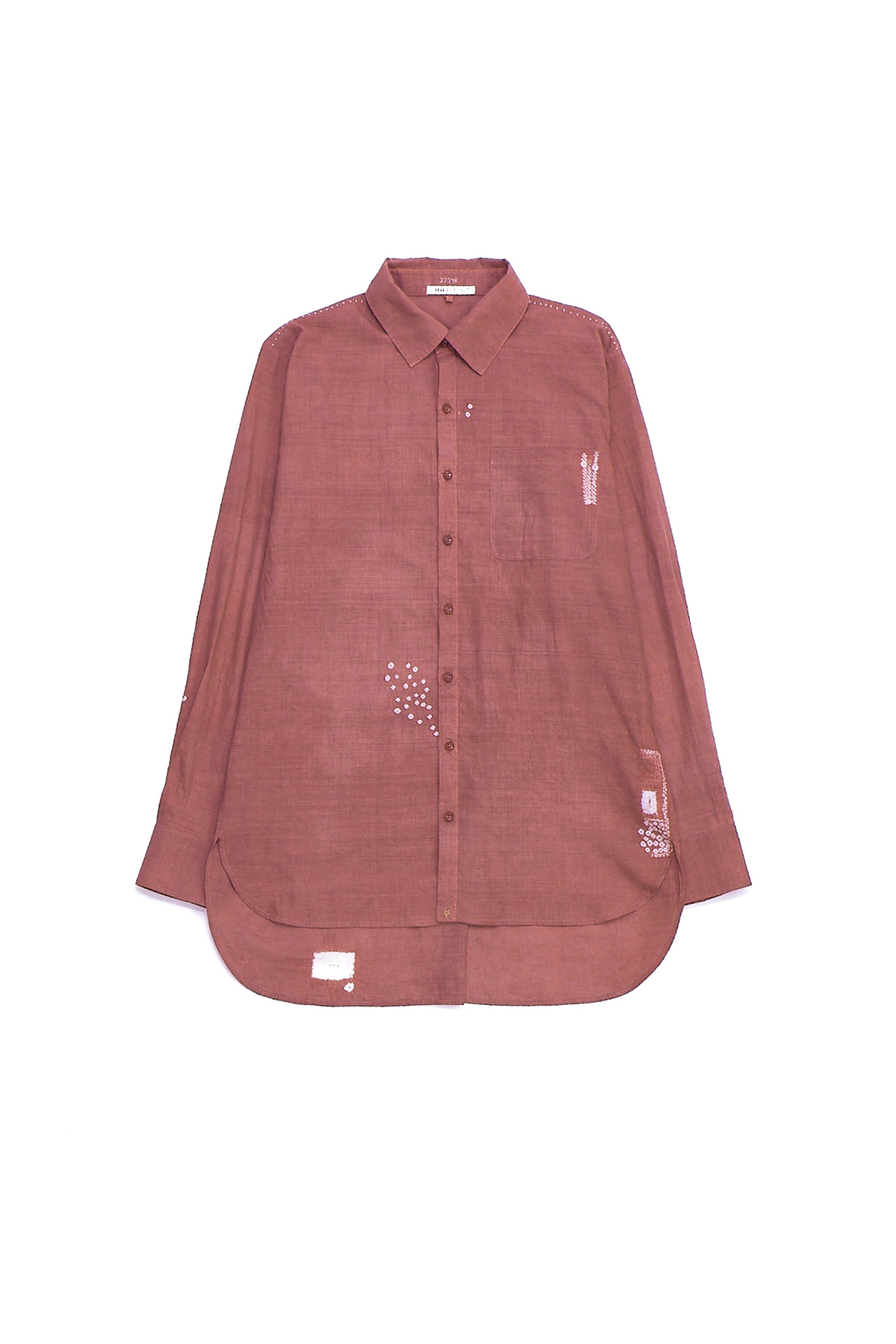 ROGUE PINK RELAXED FIT FINE COTTON SHIRT CRAFTED WITH SHIBORI MOTIFS