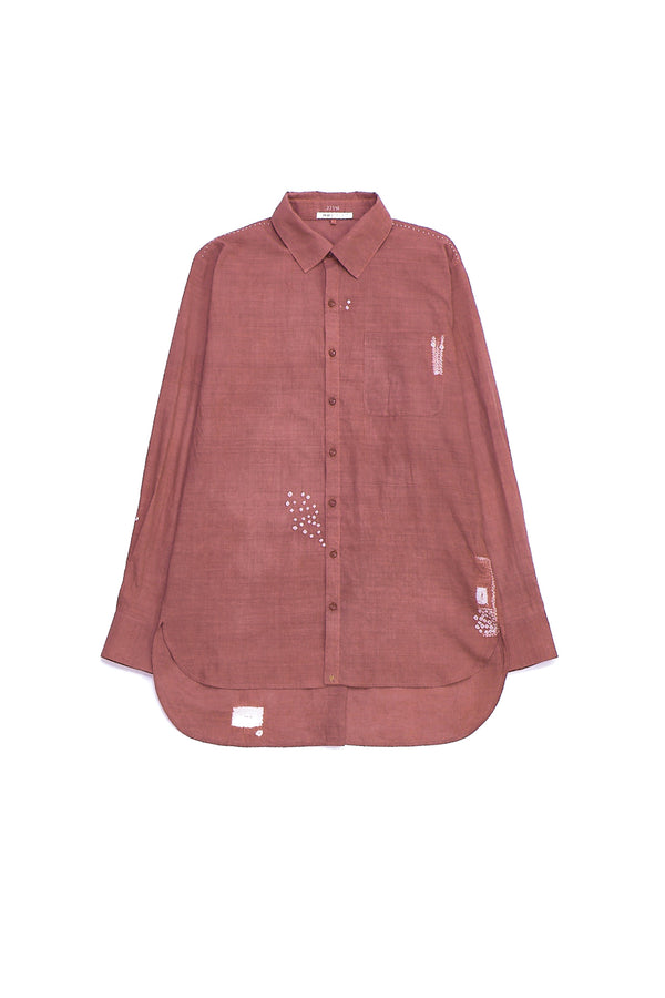 Rogue Pink Relaxed Fit Fine Cotton Shirt Crafted With Shibori Motifs