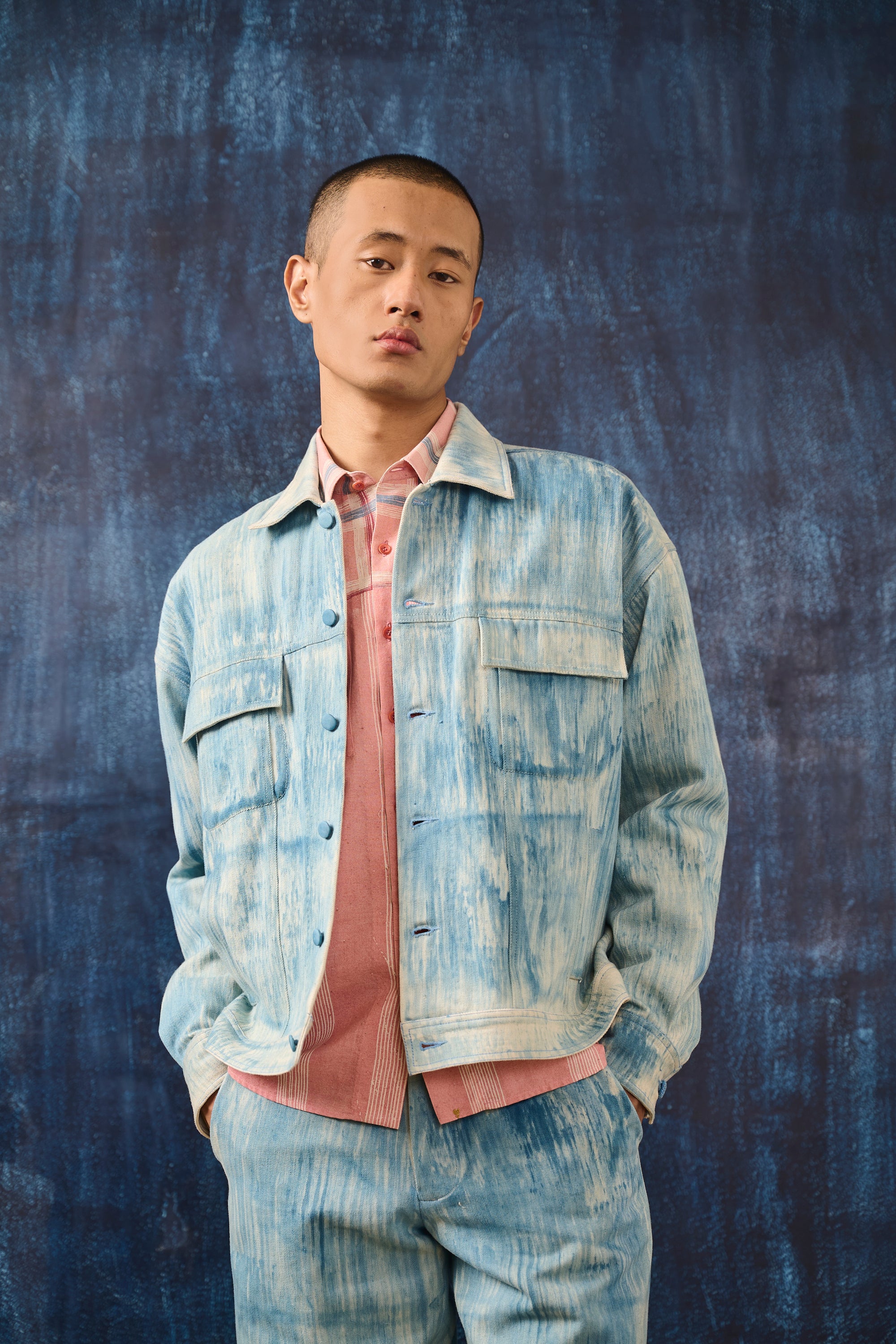 HAND-BRUSHED INDIGO JACKET