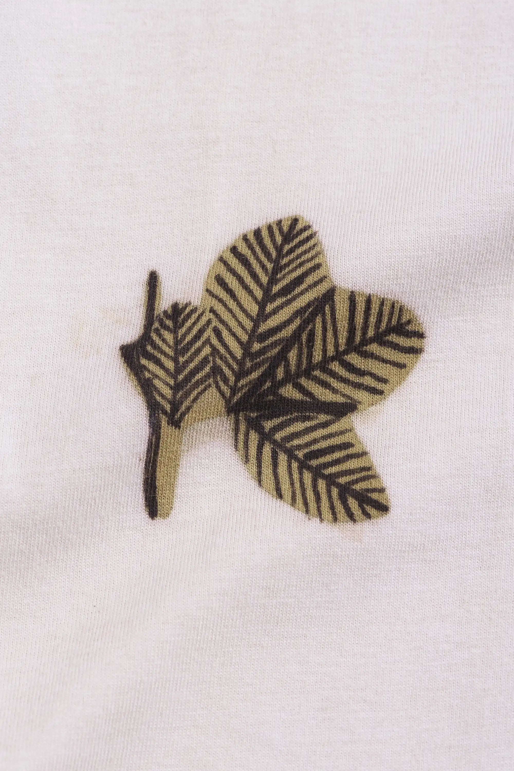 Fabric closeup with hand design leaf design 