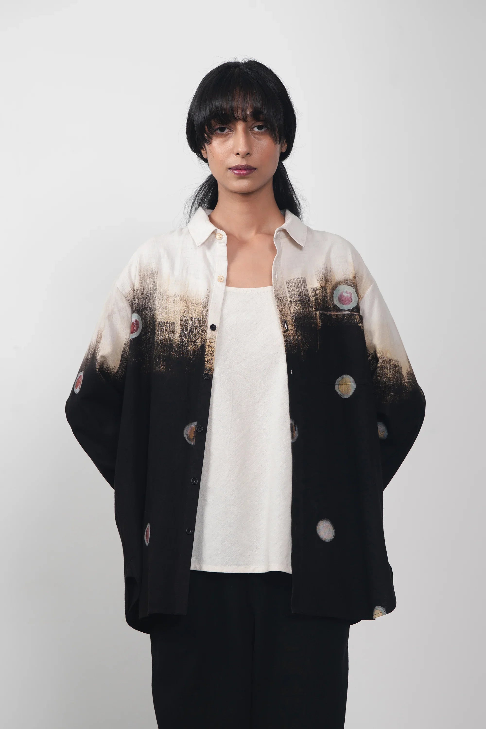 Handpainted Brush Strokes Cotton Shirt