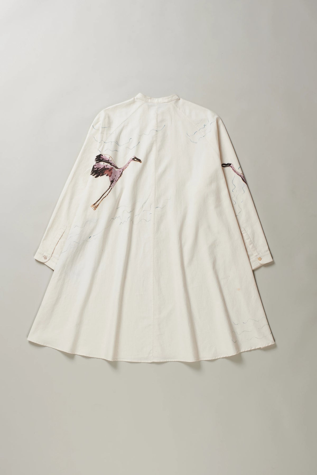 Handpainted Band Collar Shirt in Ecru