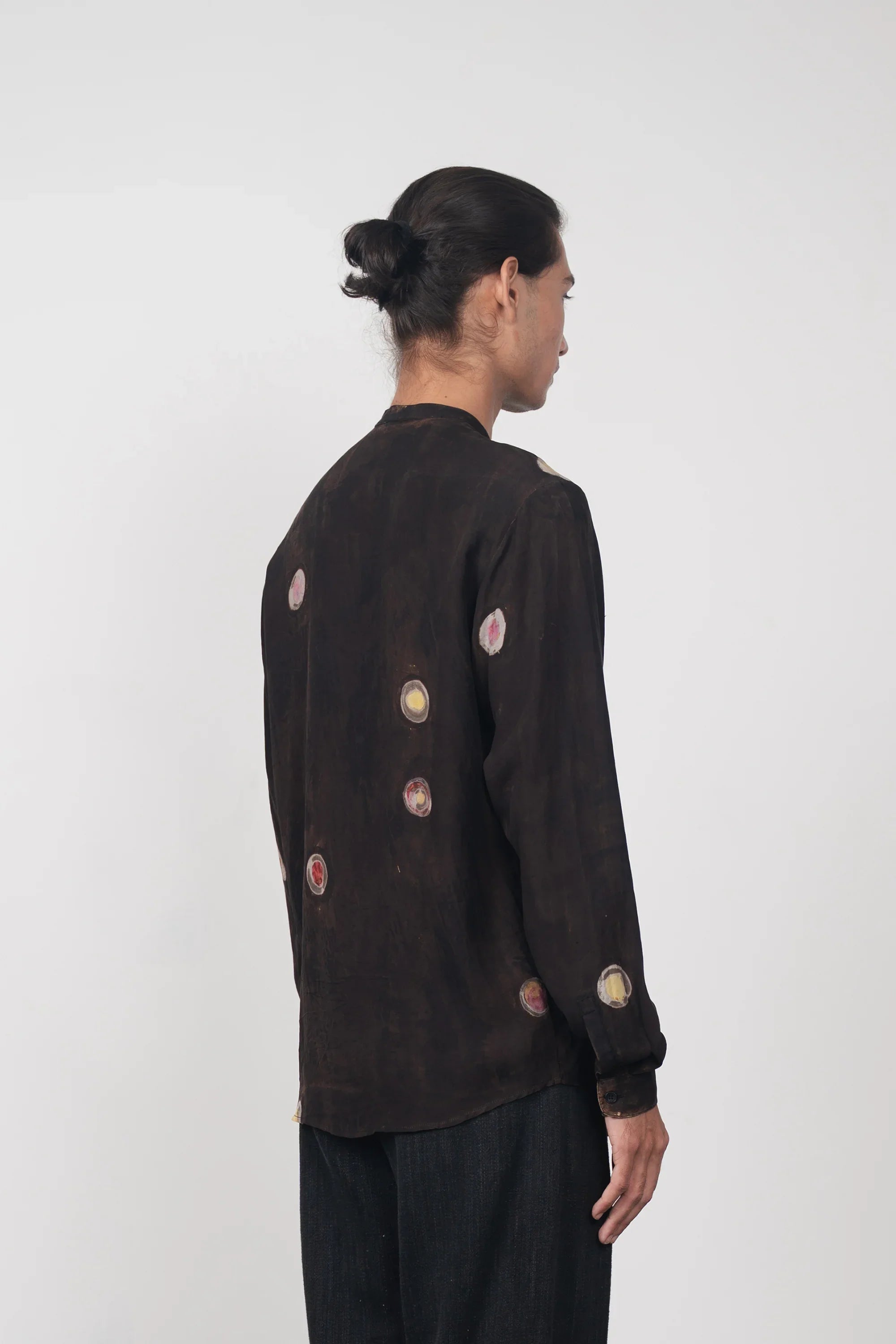 Hand Painted Band Collar Shirt