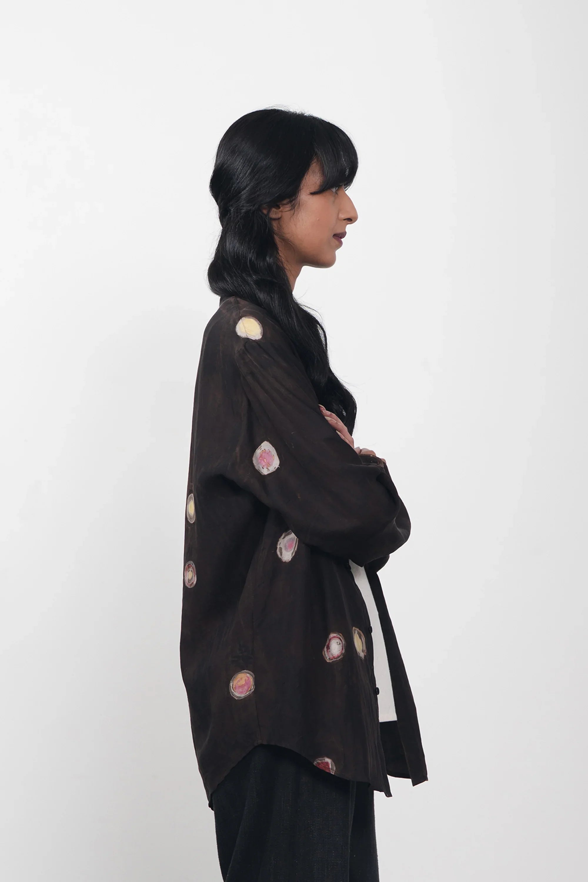 Band Collar Shirt Hand Painted