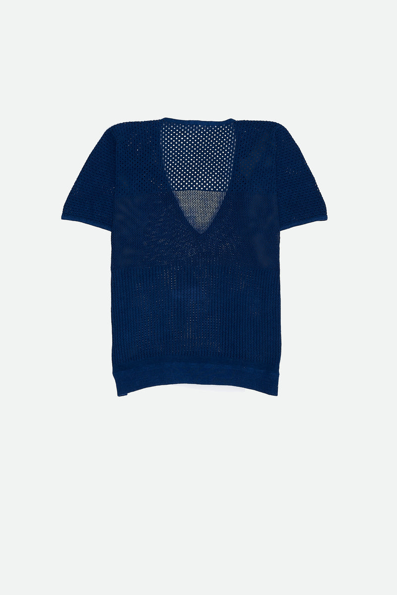 WOMEN'S INDIGO PLUNGE NECK T-SHIRT