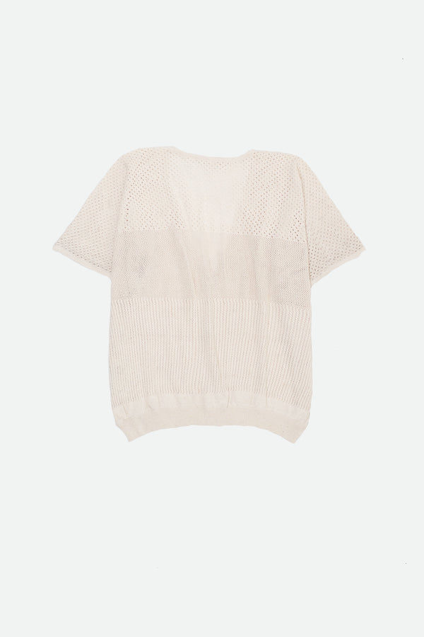 UNDYED COTTON PLUNGE NECK T-SHIRT