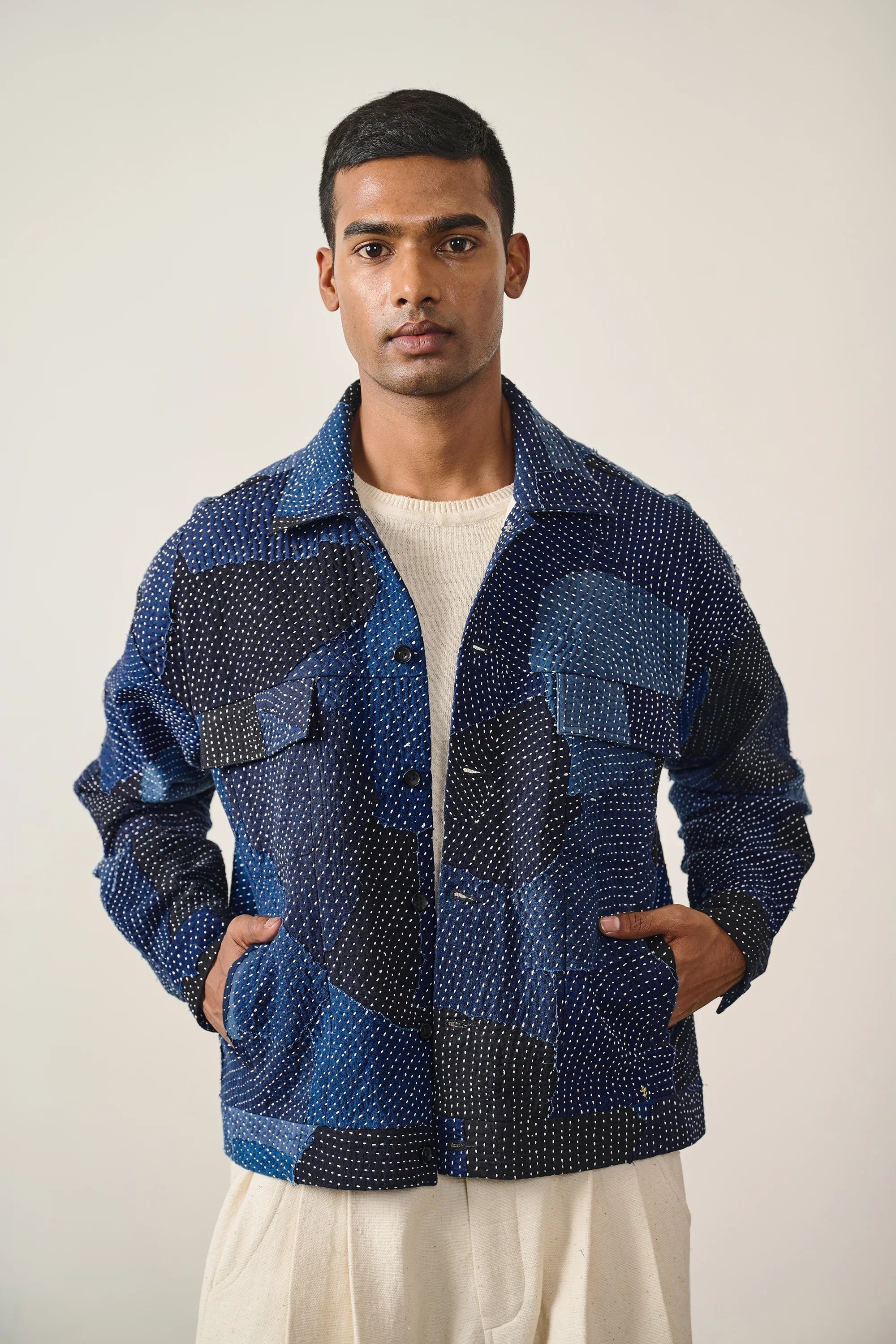 Kantha Patchwork Button Down Jacket