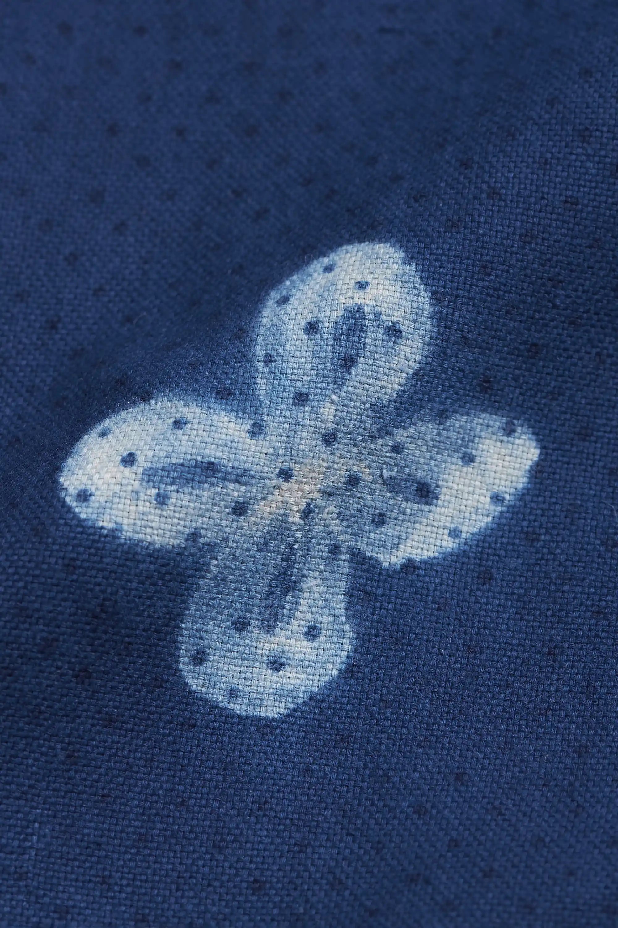 Blue fabric with hand shibori work