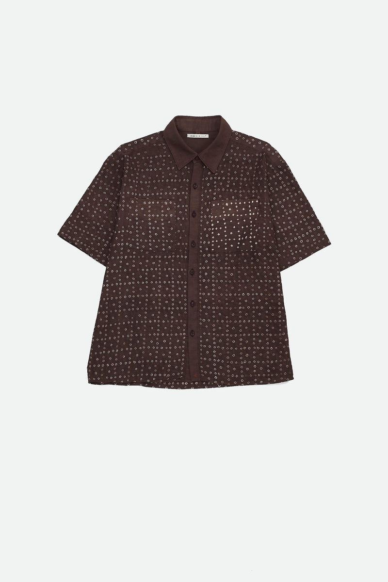 BURNT UMBER BANDHANI SHIRT