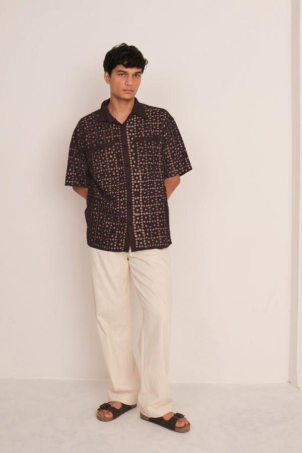 BURNT UMBER BANDHANI SHIRT