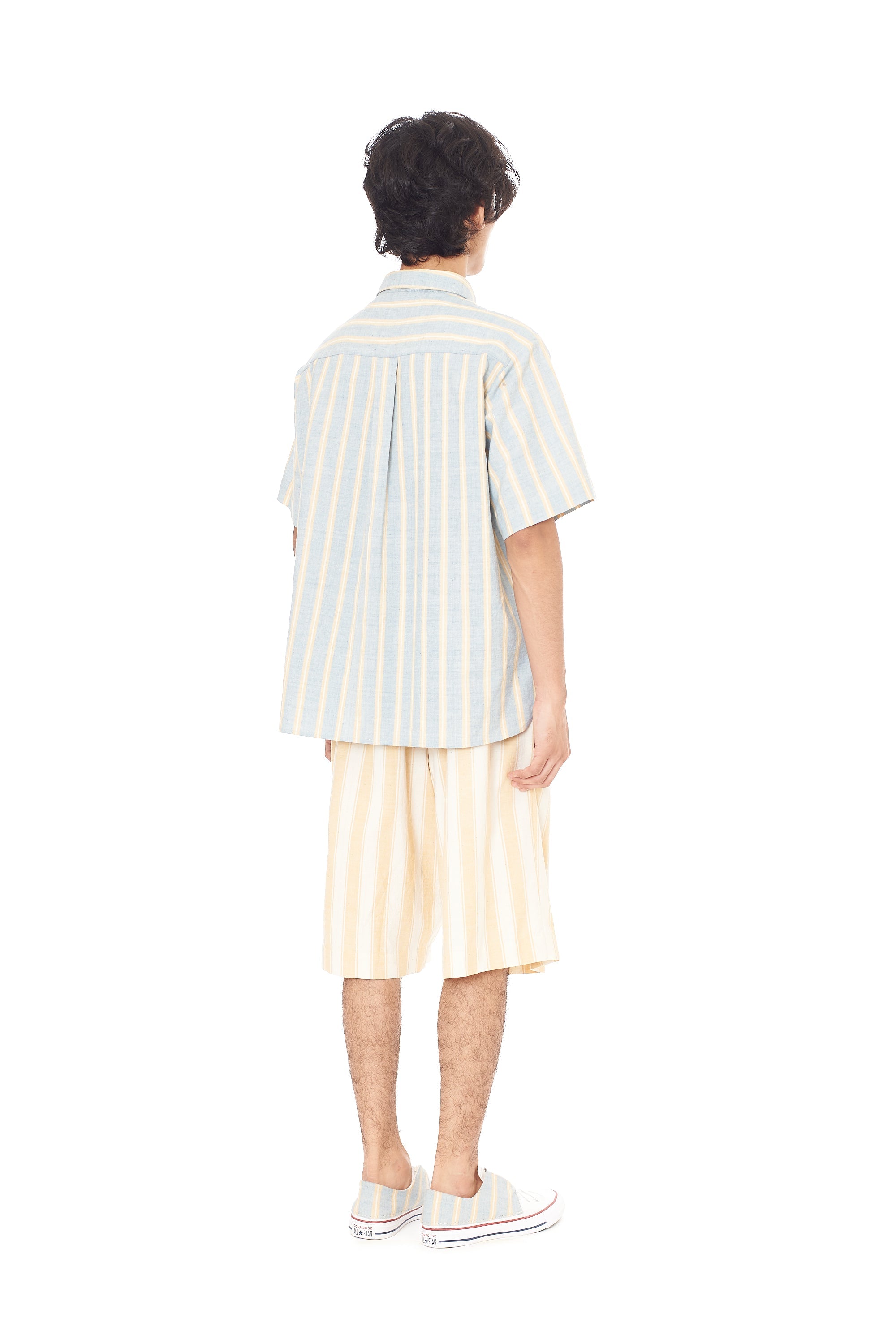 LIGHT INDIGO YARN DYED WEFT STRIPES SUMMER SHIRT