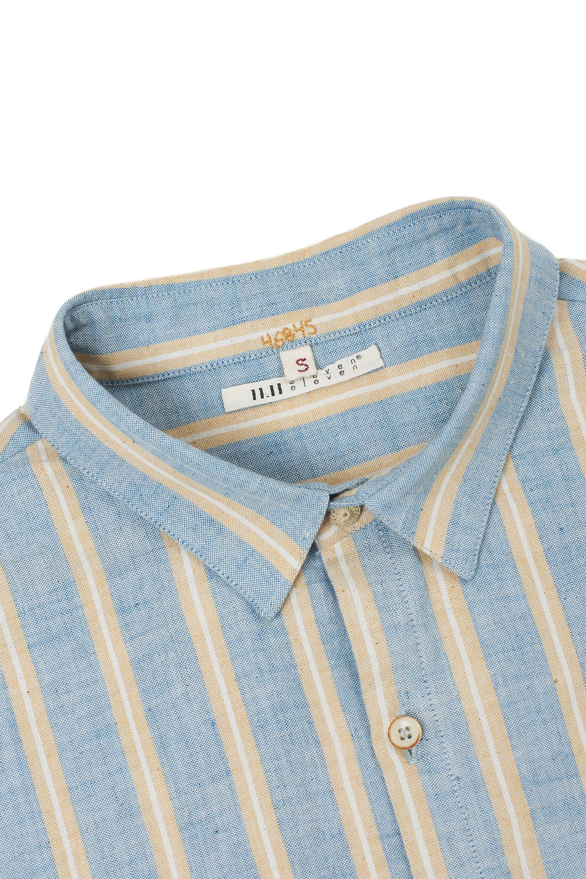 LIGHT INDIGO YARN DYED WEFT STRIPES SUMMER SHIRT