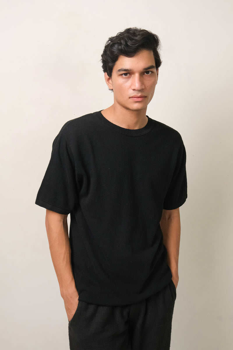 BLACK SOLID ORGANIC HEIRLOOM COTTON T-SHIRT