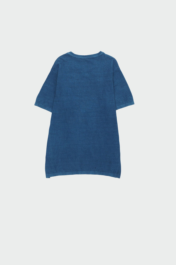 INDIGO HANDSPUN KNIT HALF SLEEVE T-SHIRT