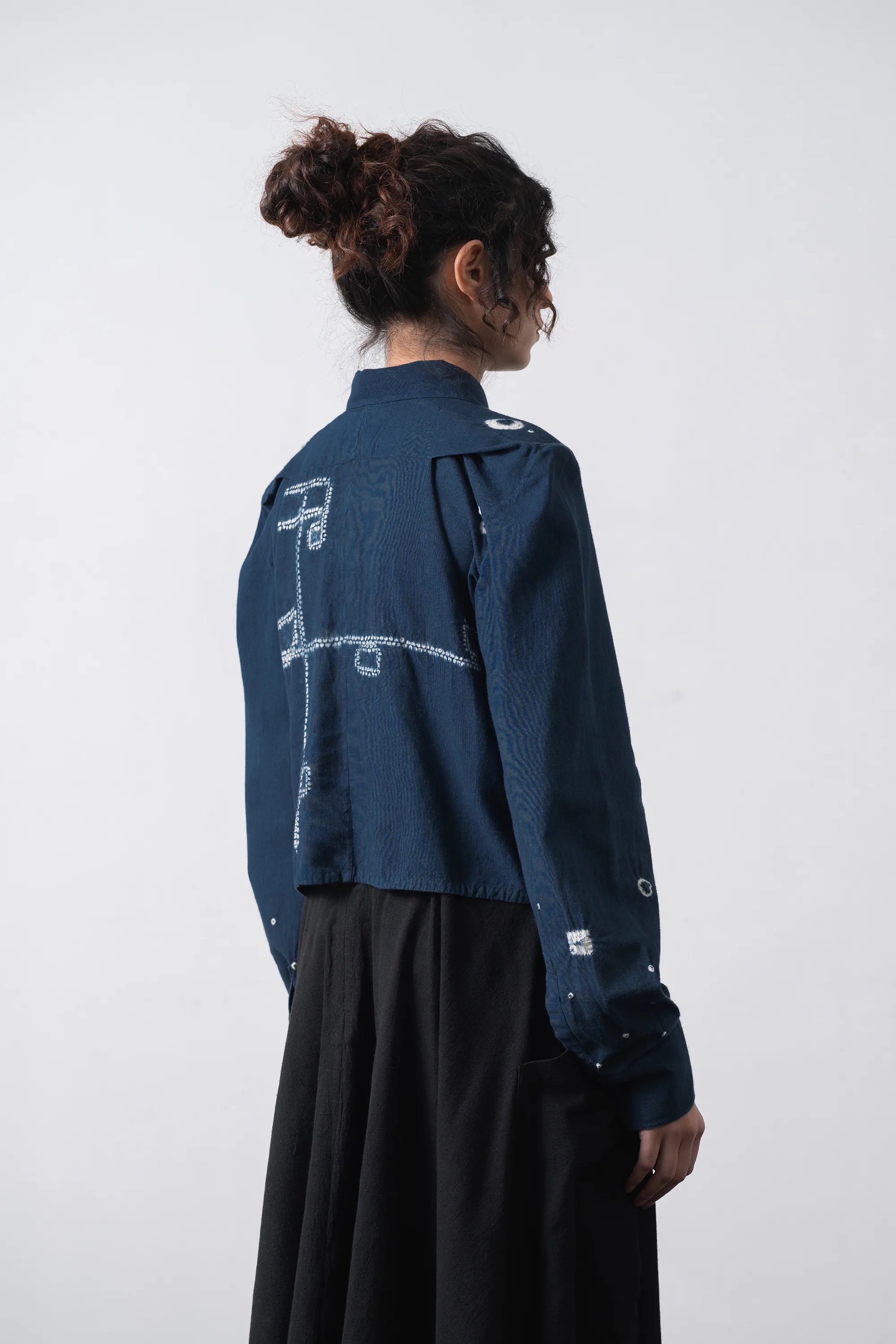 Boxy Shirt with Bandhani And Shibori