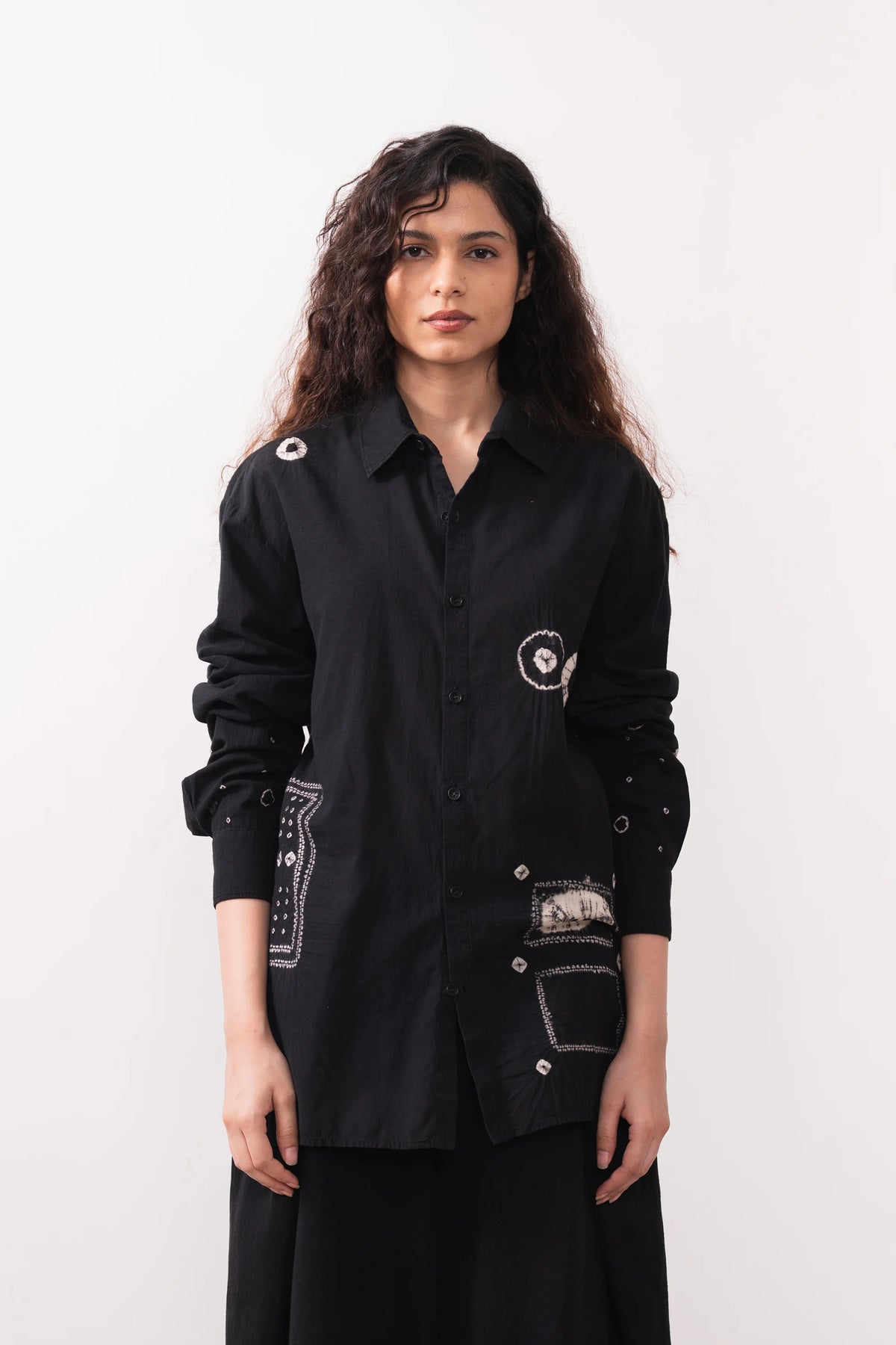 Mul Cotton Black Shibori Shirt