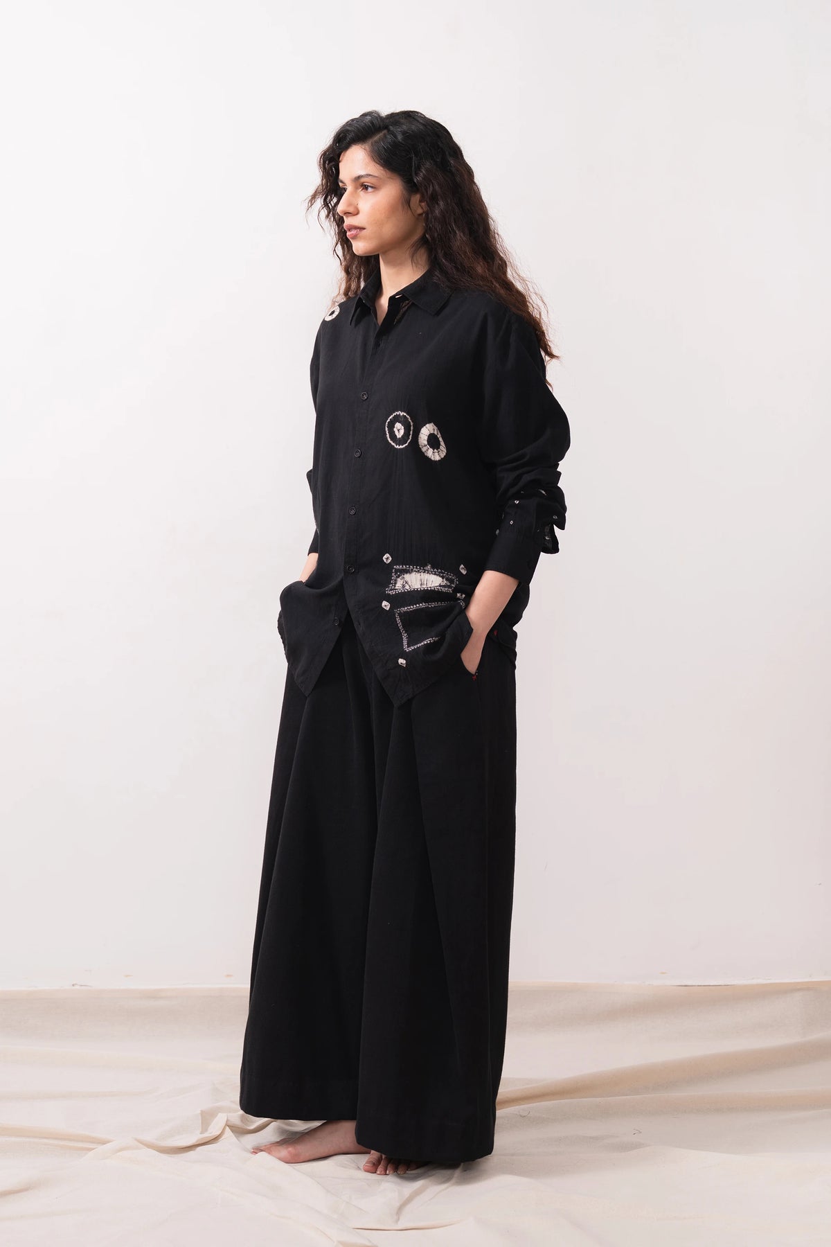 Mul Cotton Black Shibori Shirt