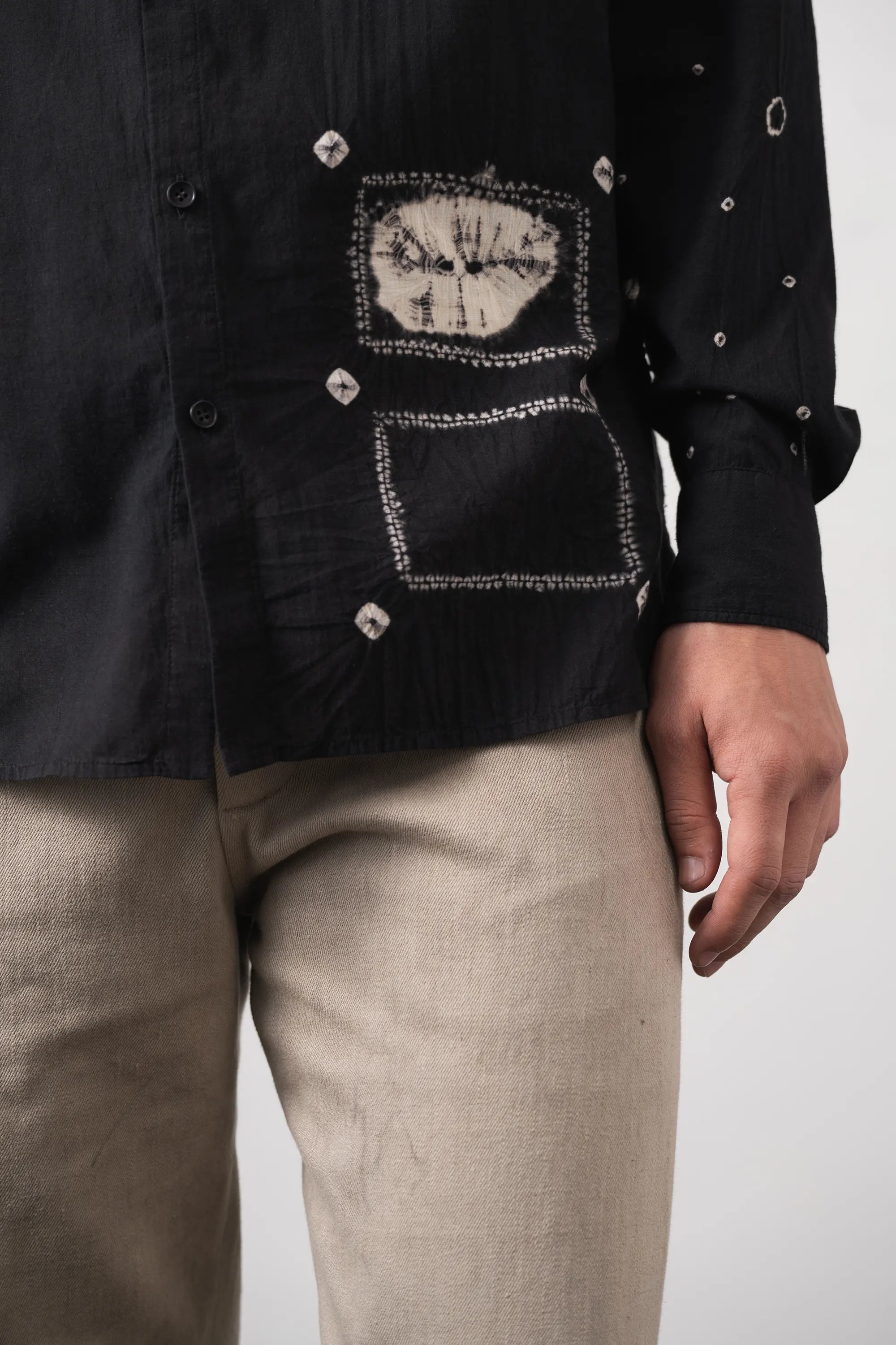Black Shibori Shirt in Mul Cotton