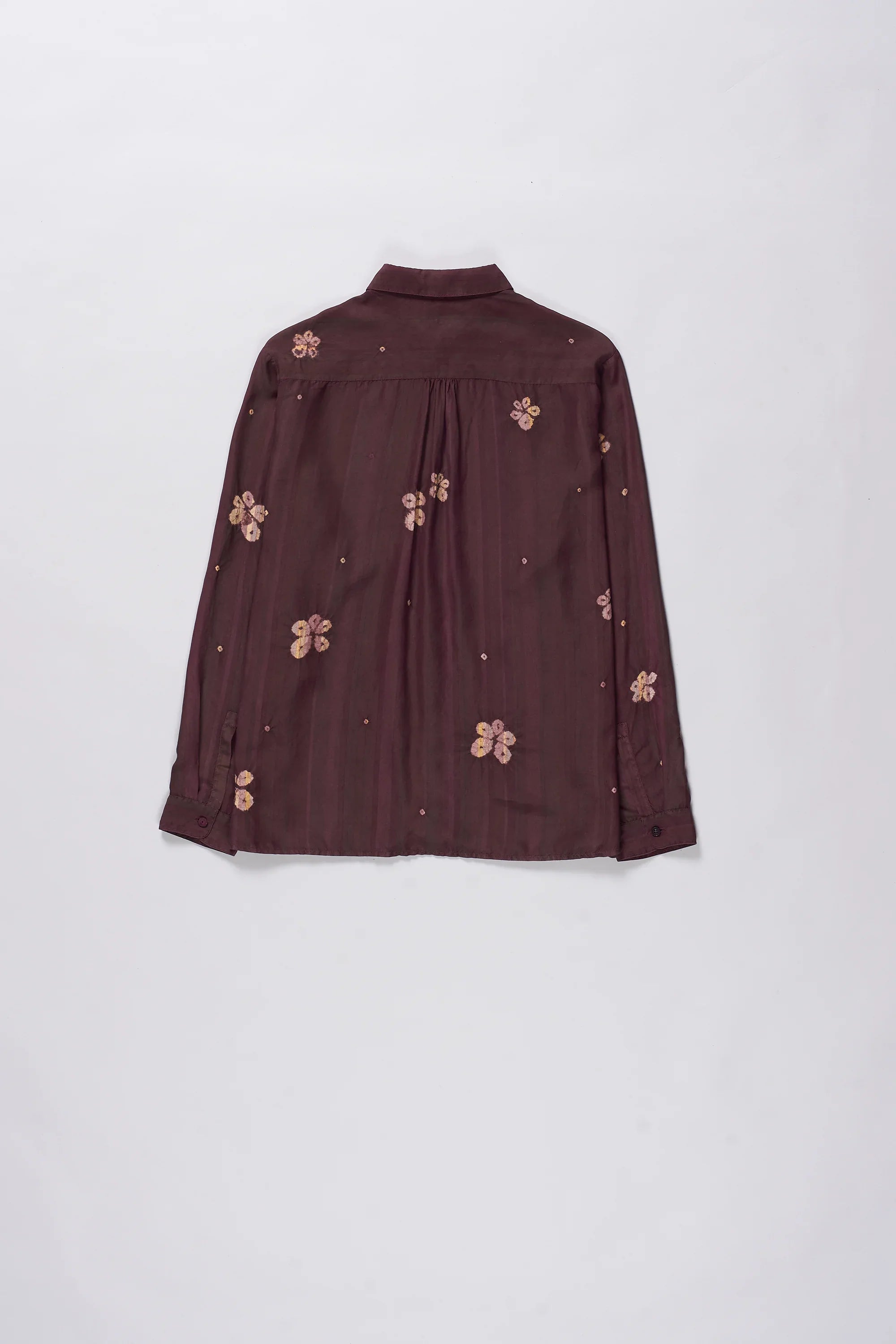 Shibori Silk Shirt in Purple Red