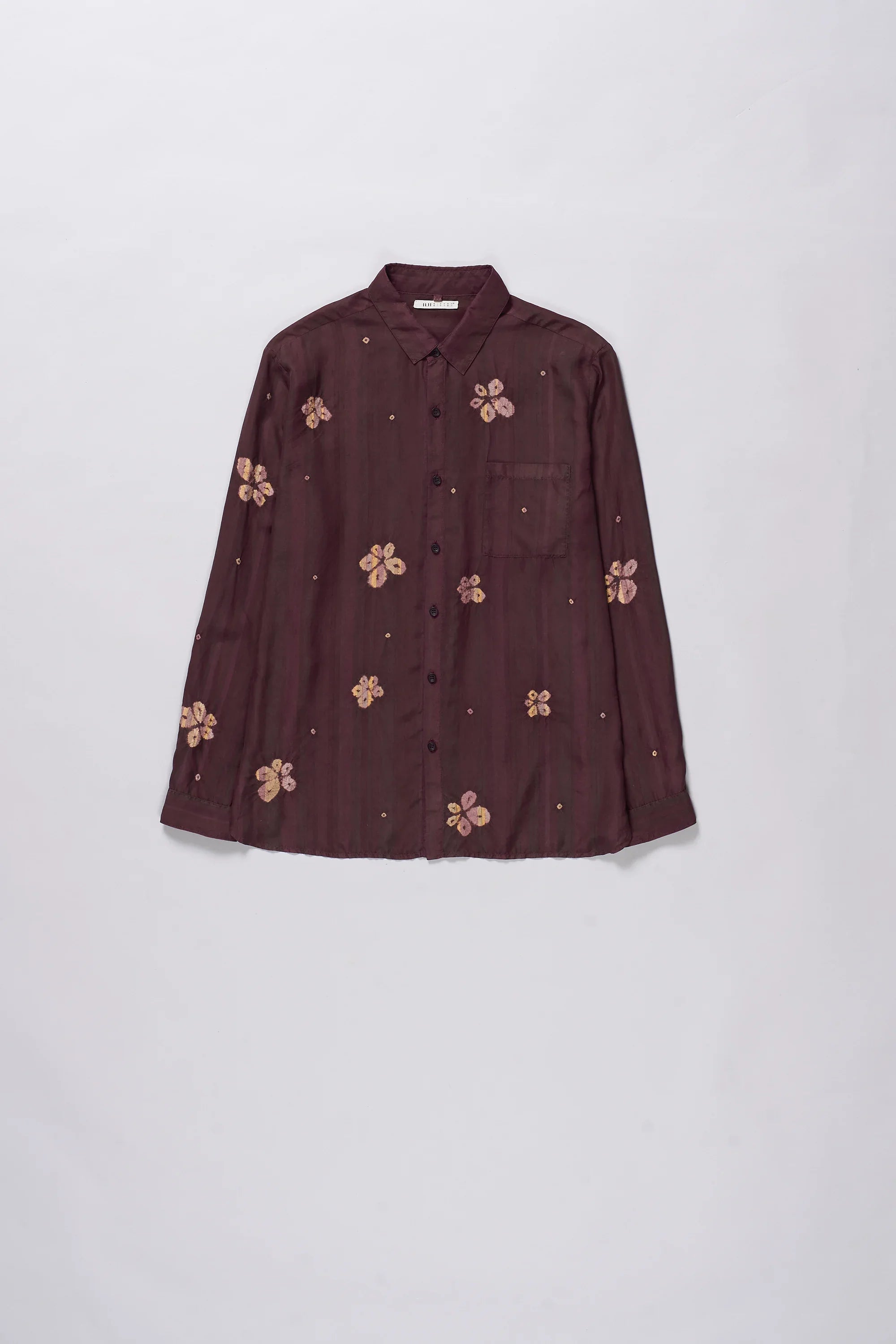 shibori silk shirt in purple red