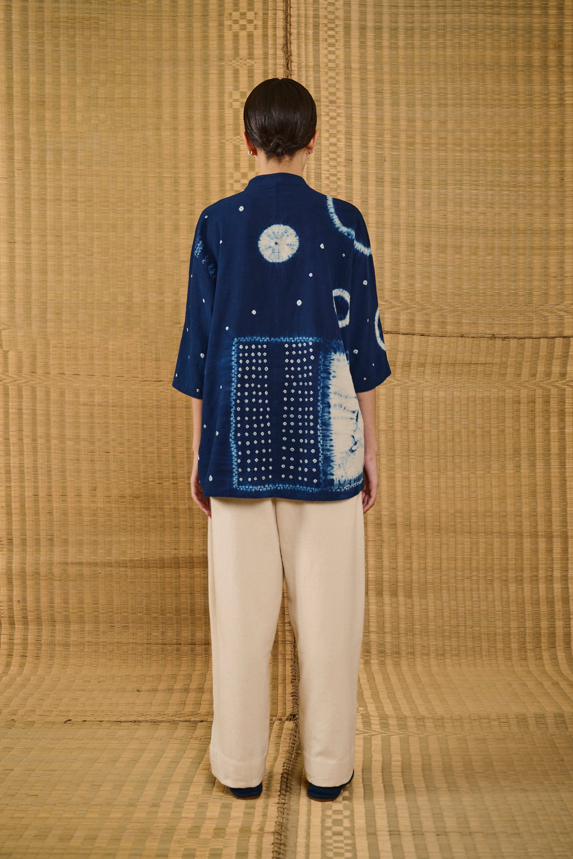 Shibori Kimono Half Sleeve Shirt