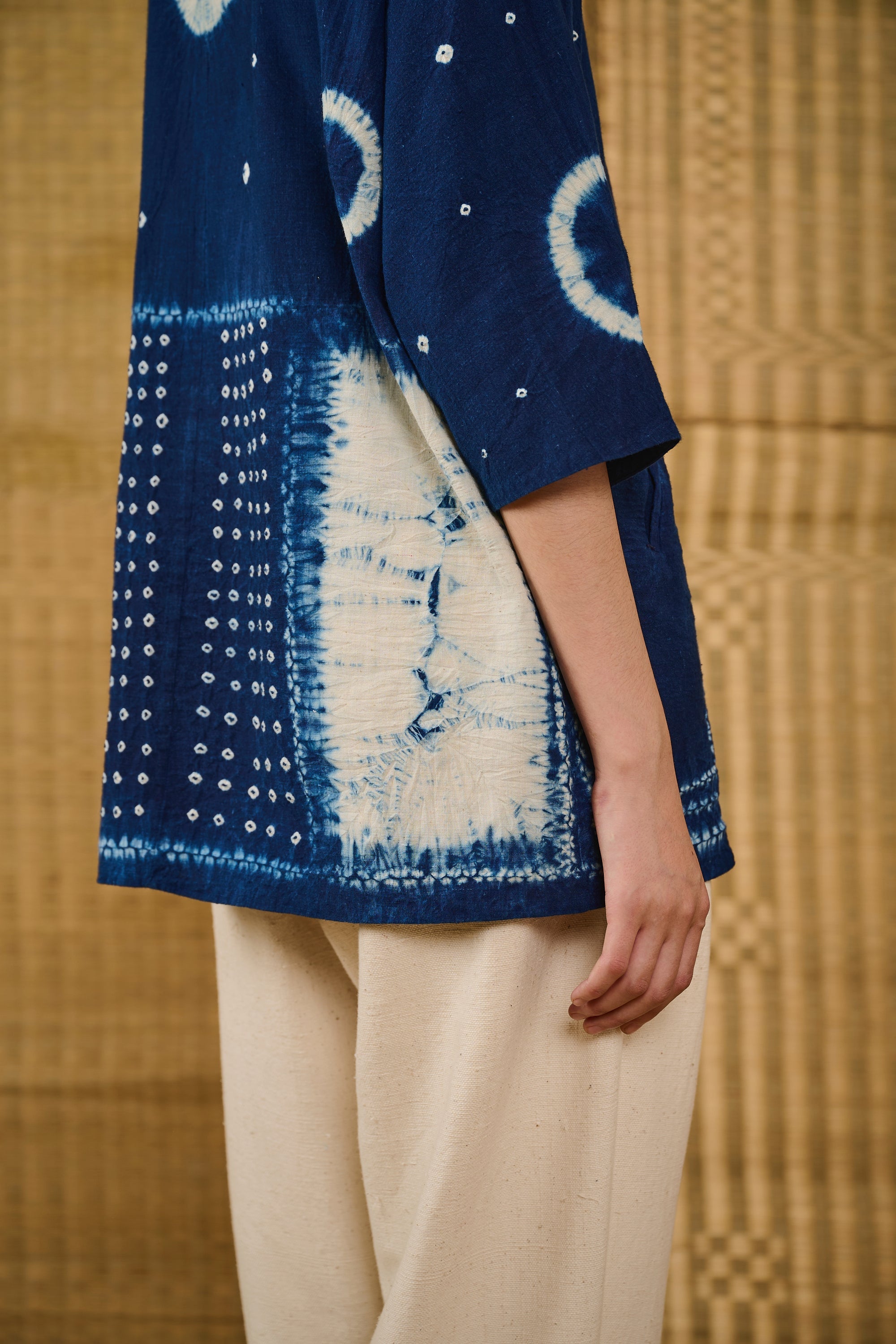 Shibori Kimono Half Sleeve Shirt