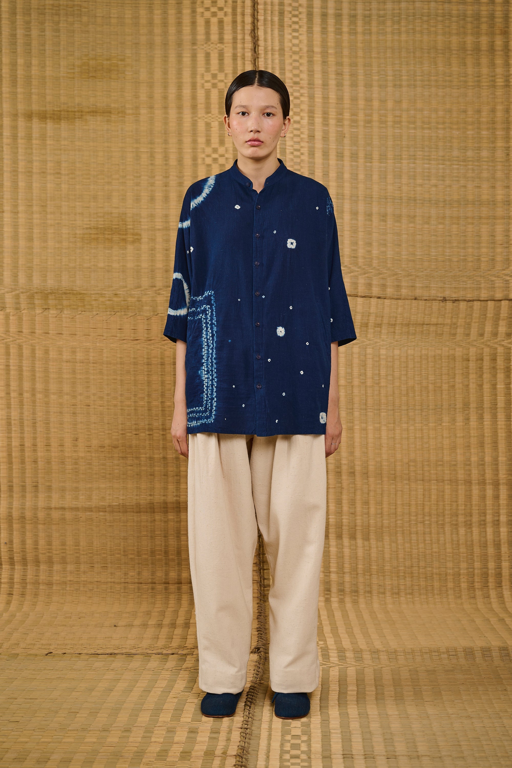 Shibori Kimono Half Sleeve Shirt