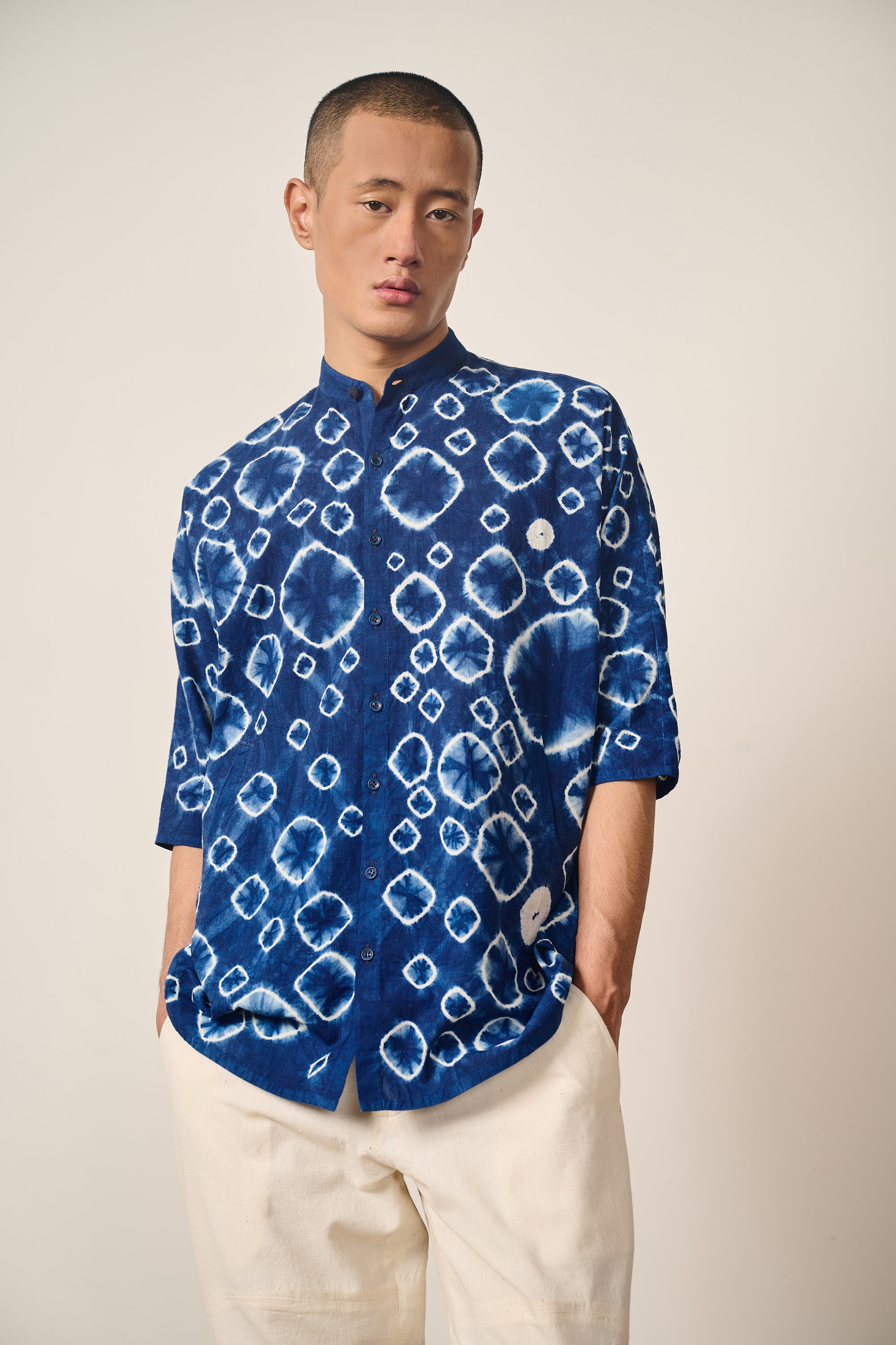 Shibori Kimono Half Sleeve Shirt