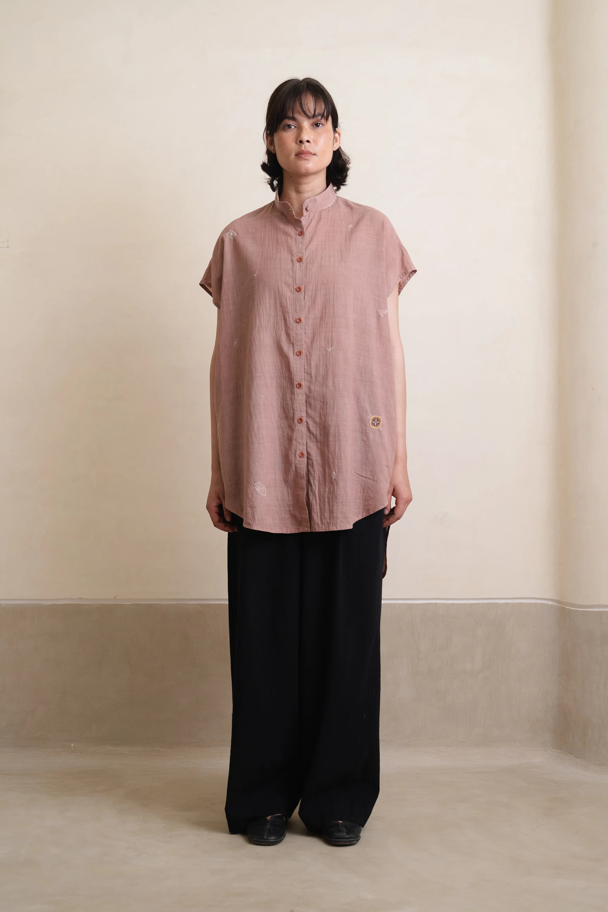Old Rose Embroidered Shirt