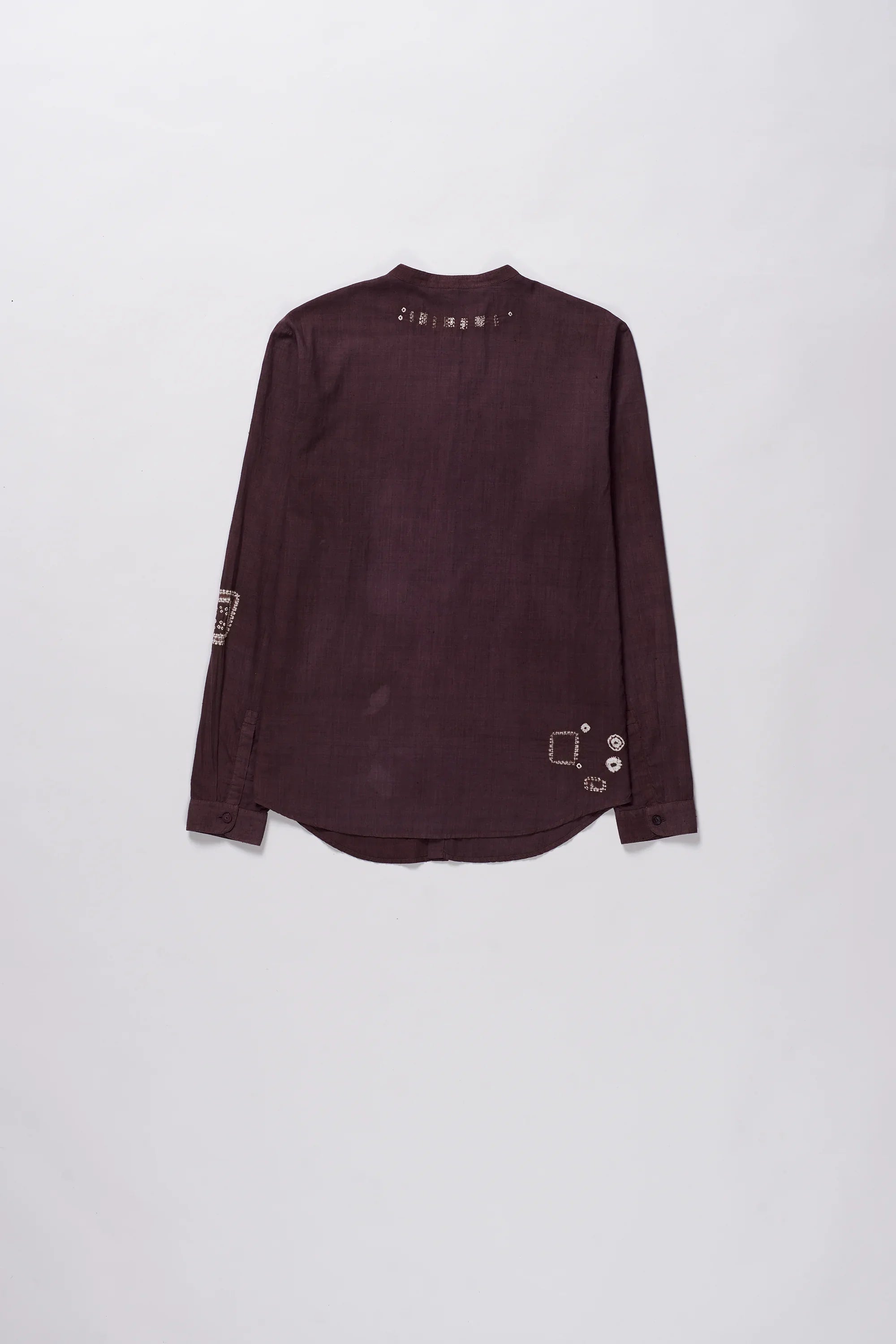 Purple Red Band Collar Bandhani Shirt