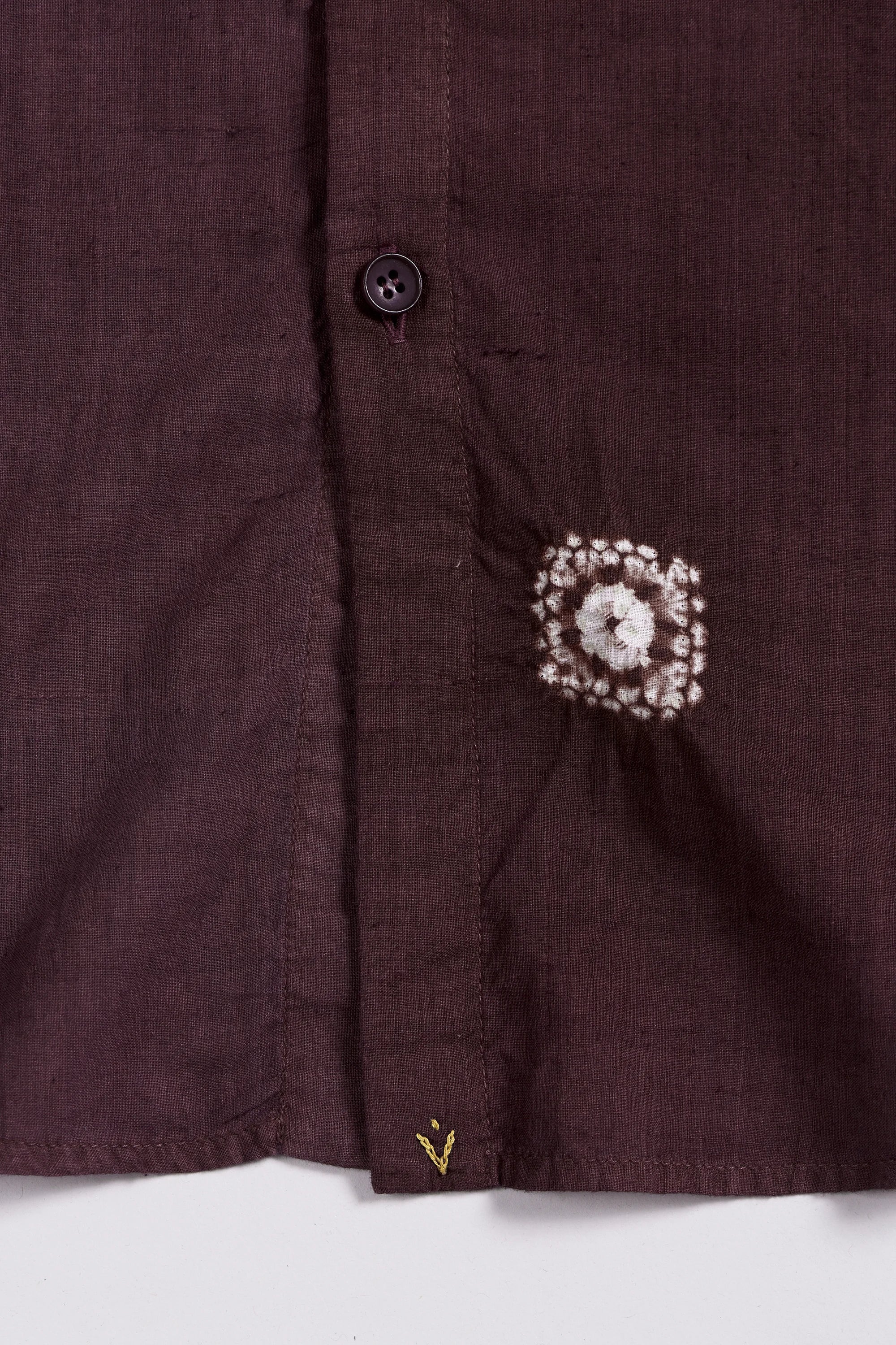 Band Collar Bandhani Shirt in Purple Red