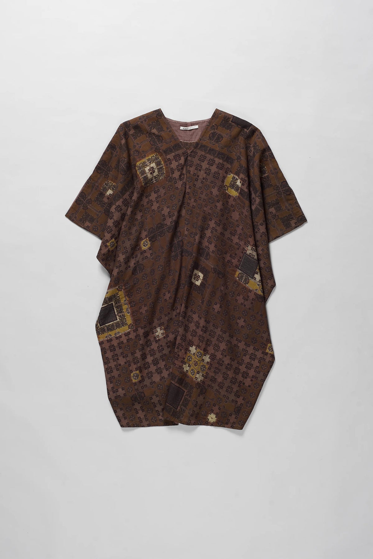 Chettinad Inspired Shibori Dress in Burnt Umber