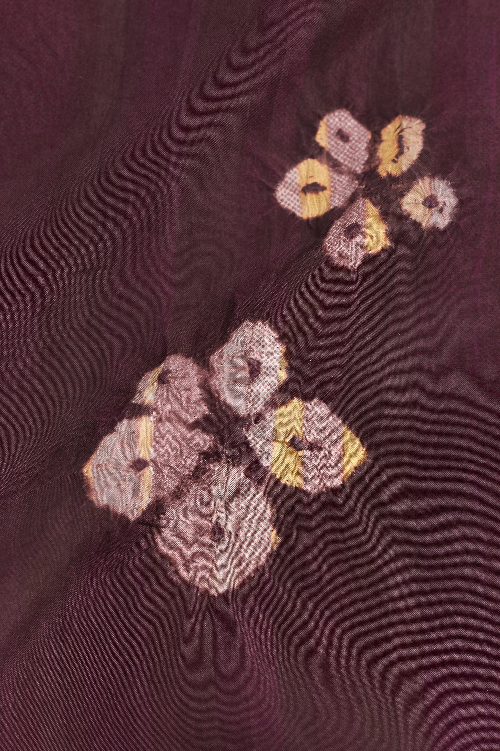 Shibori Silk Trousers in Purple Red