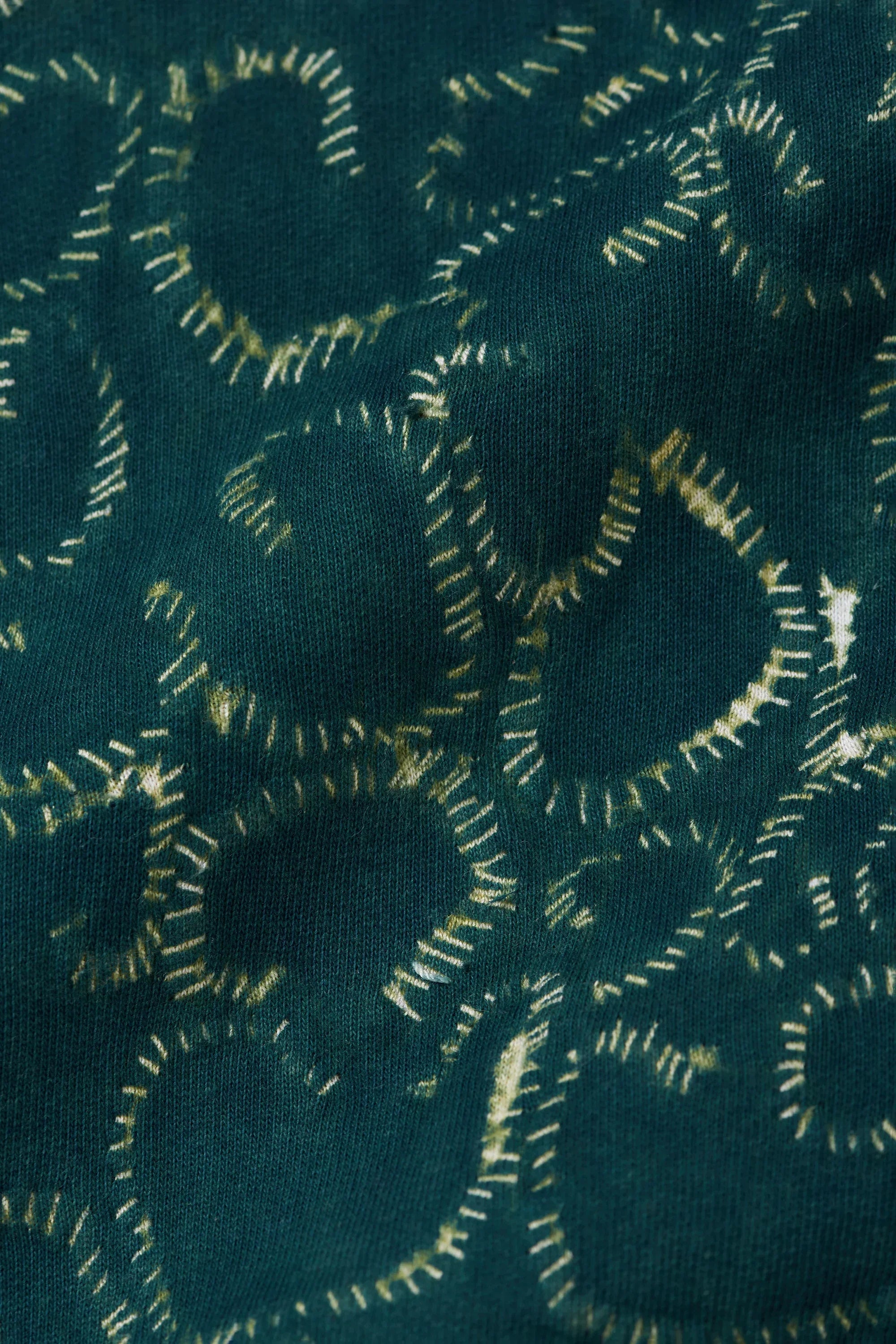 Sweatshirt with Bandhani and Shibori in Bottle Green