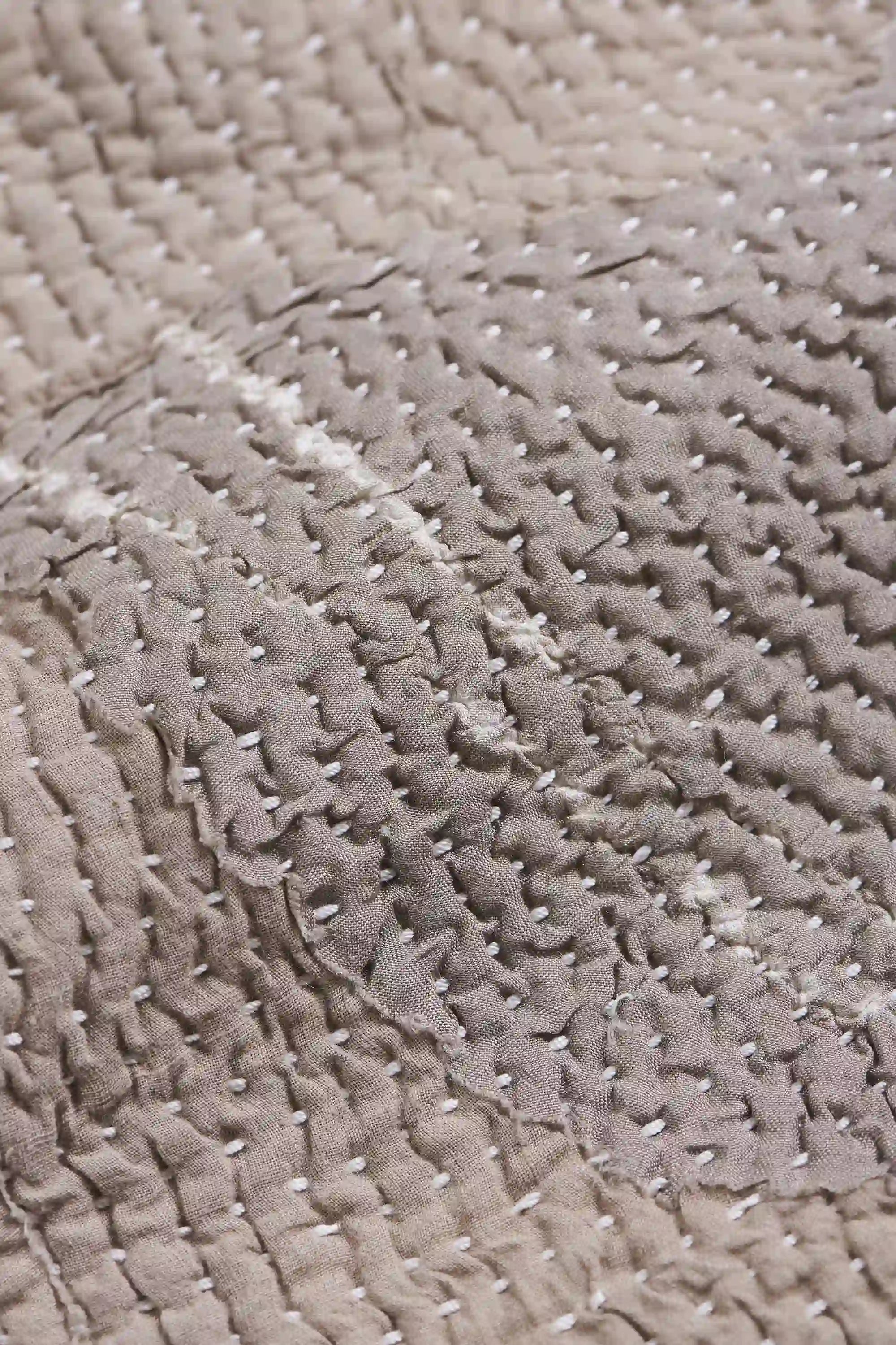 Close-up of a fabric with kantha work