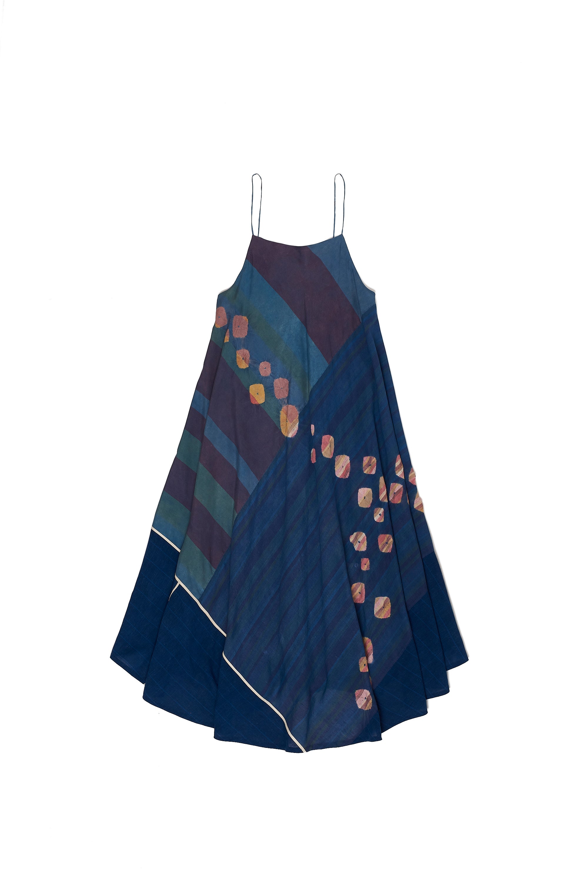 MEDIUM INDIGO COTTON SILK WOMEN DRESS