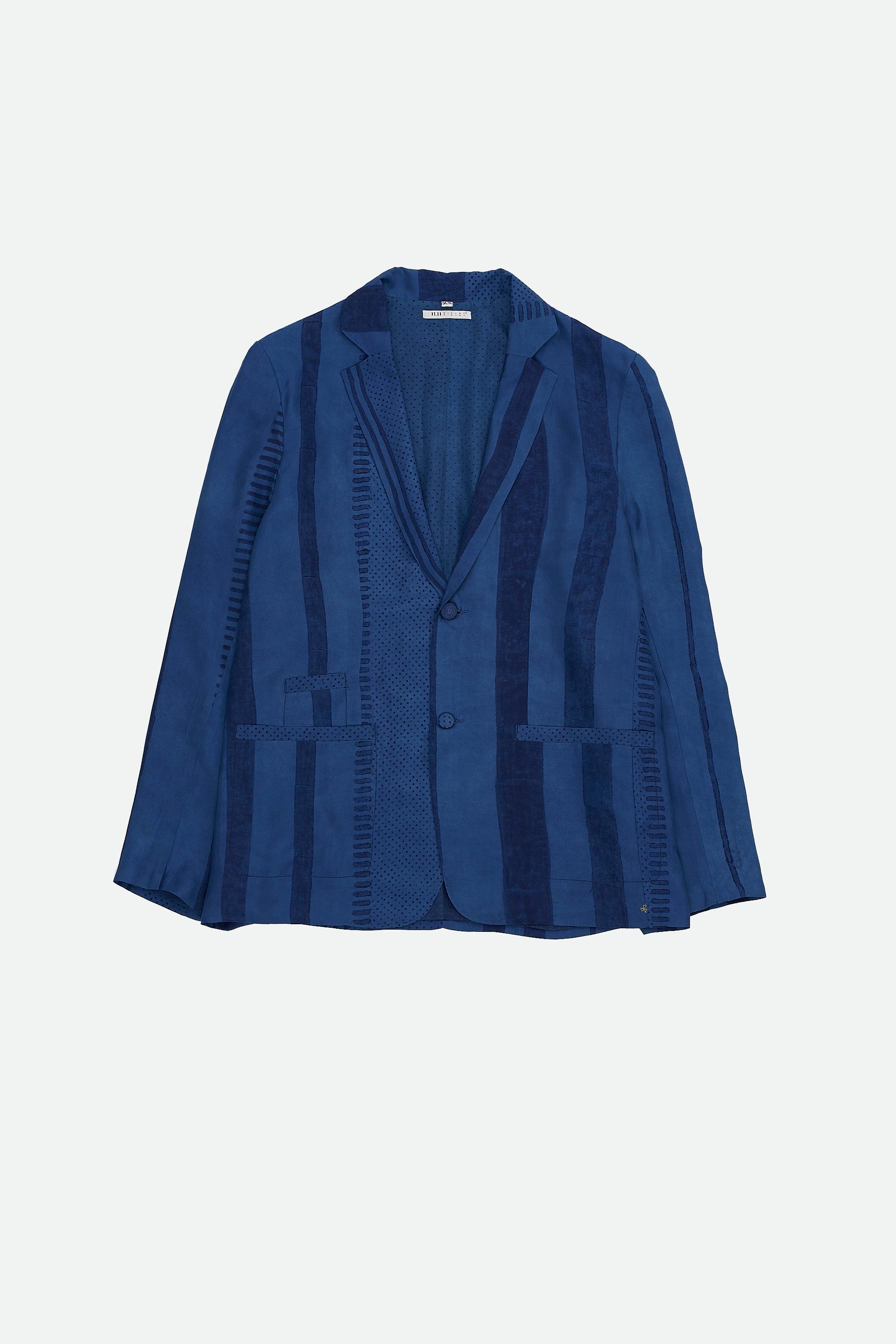 MEDIUM INDIGO BLOCK PRINTED SILK JACKET