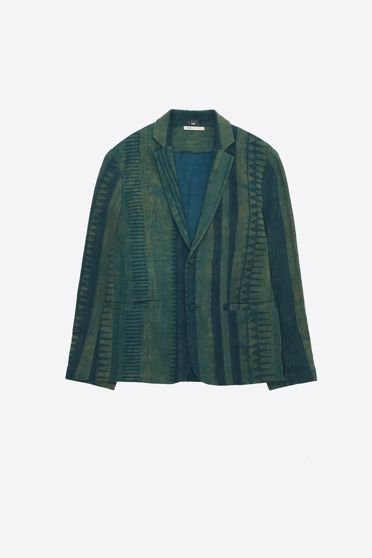 Block Printed Oversized Jacket in Bottle Green
