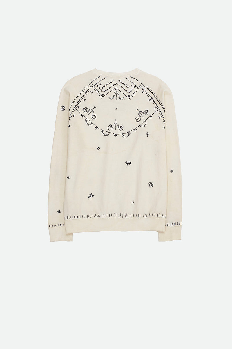 ECRU COTTON SWEATSHIRT WITH EMBROIDERED