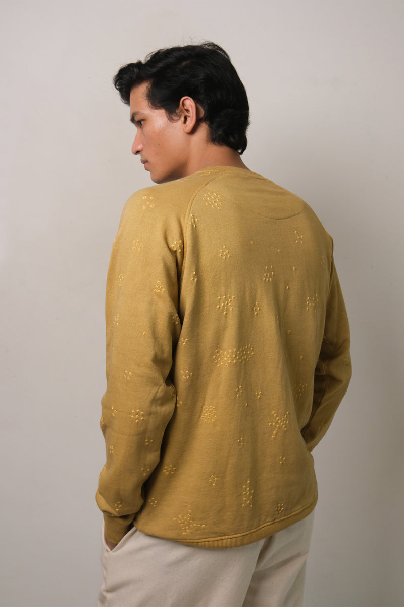 FLAXEN YELLOW BANDHANI COTTON SWEATSHIRT