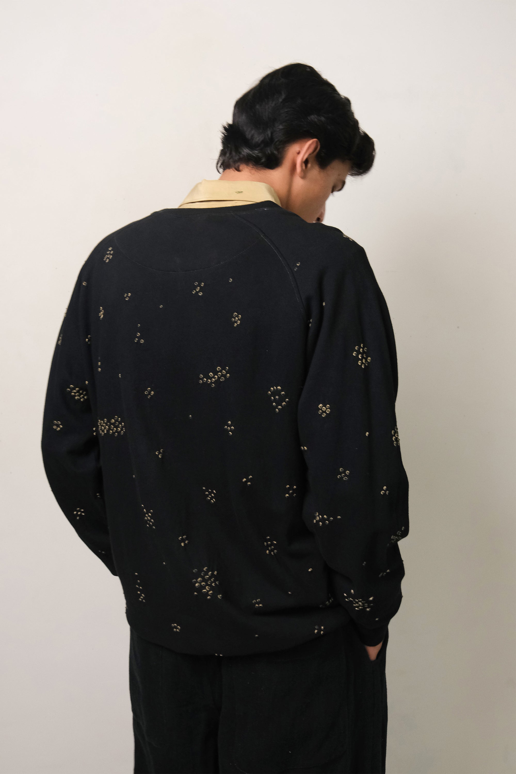 BLACK BANDHANI COTTON SWEATSHIRT