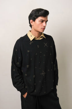 BLACK BANDHANI COTTON SWEATSHIRT