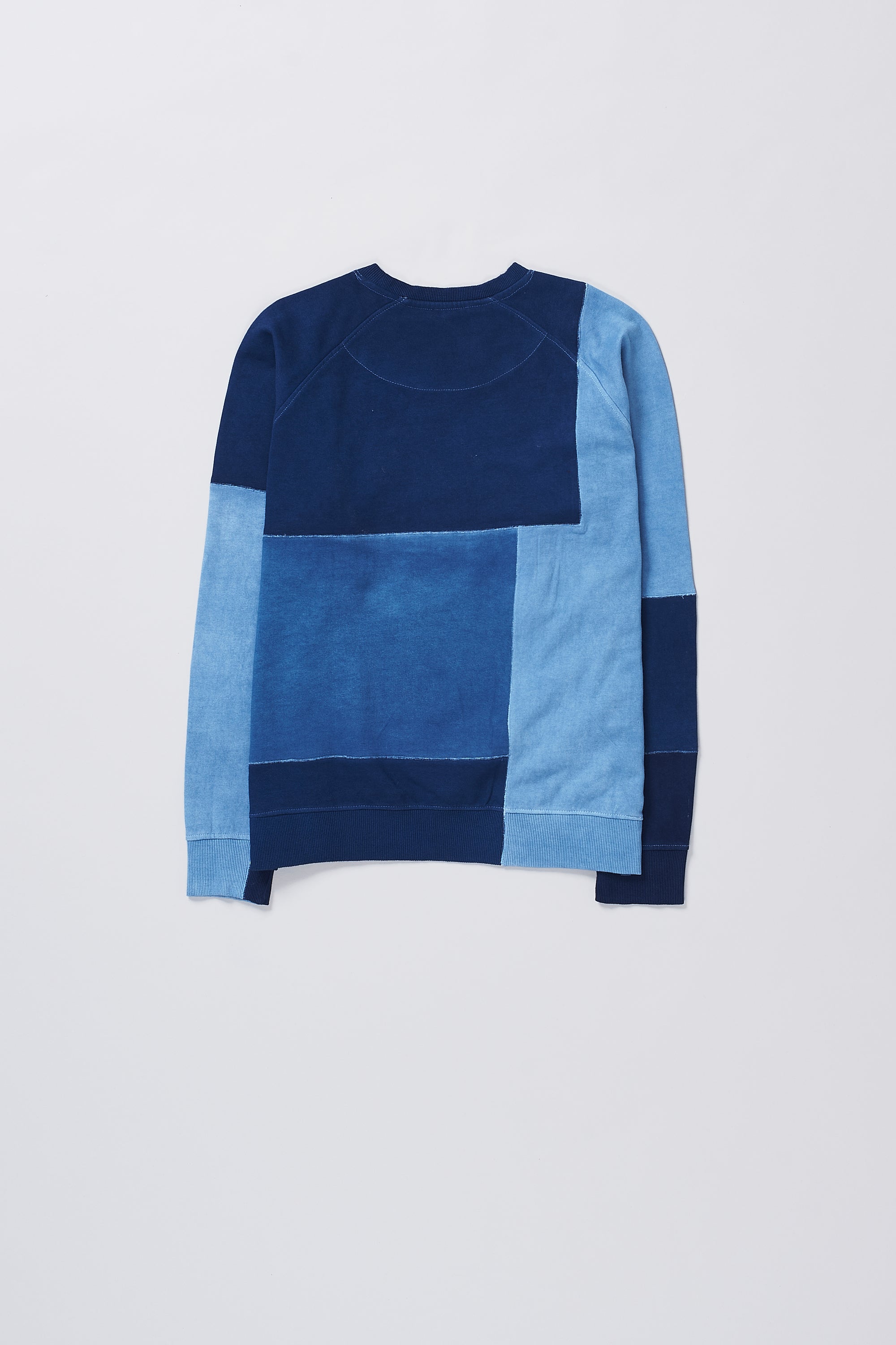 SHADE OF INDIGO PATCHWORK COTTON SWEATSHIRT