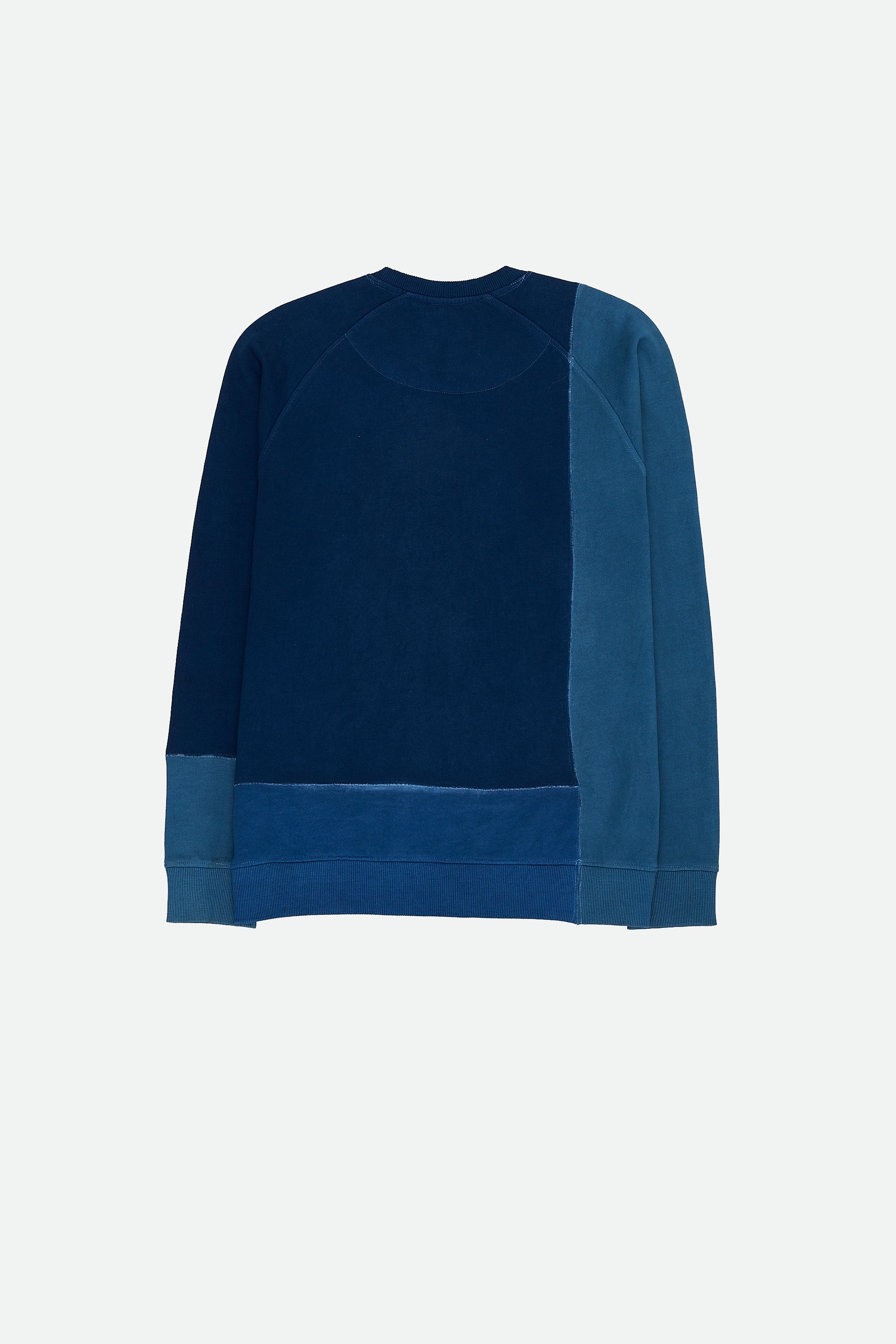 SHADE OF INDIGO PATCHWORK COTTON SWEATSHIRT