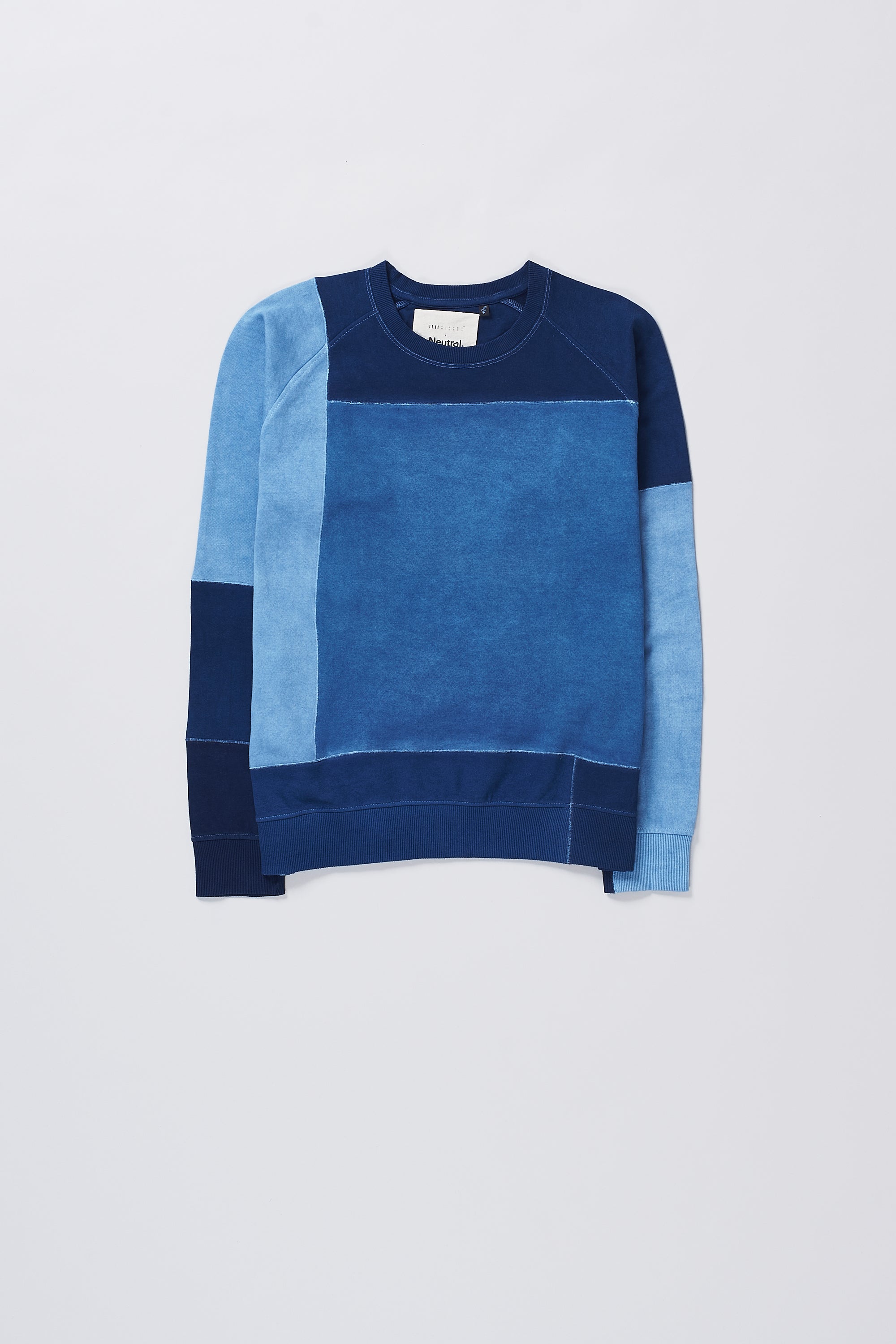 SHADE OF INDIGO PATCHWORK COTTON SWEATSHIRT