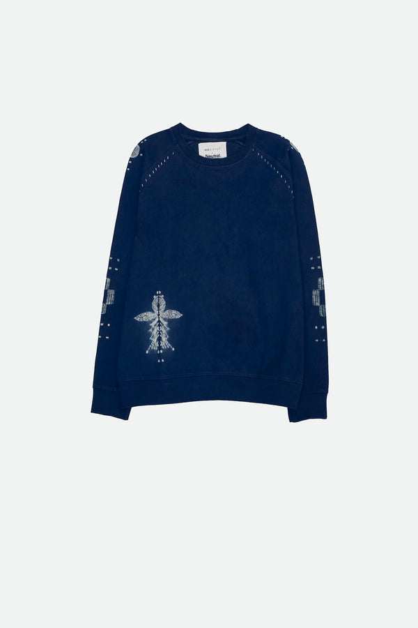 MEDIUM INDIGO COTTON SHIBORI SWEATSHIRT